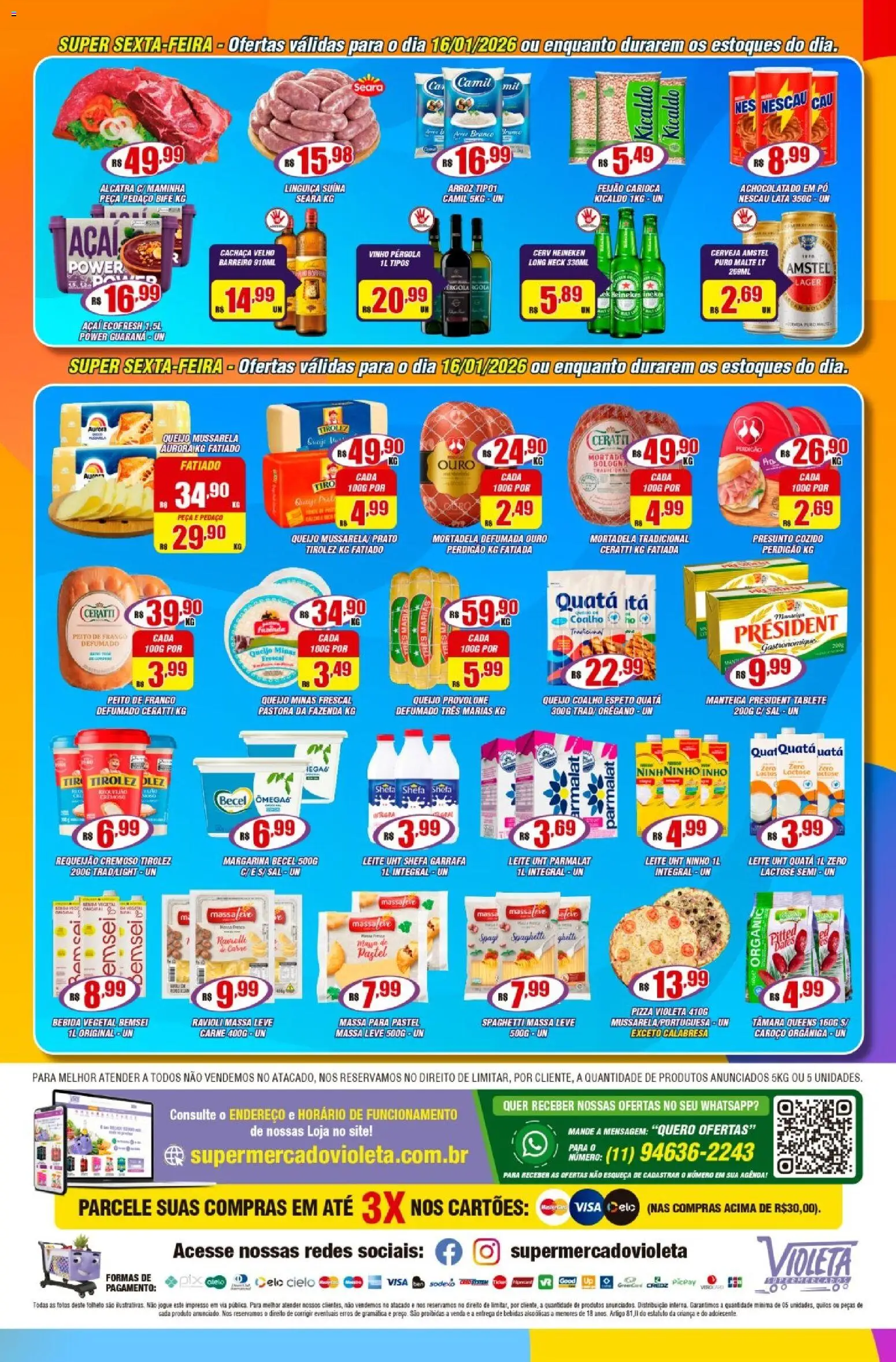 Violeta Supermercados Folheto - válido de 13.01.2026 | Página: 4 | Produtos: Achocolatado, Presunto, Provolone, Margarina