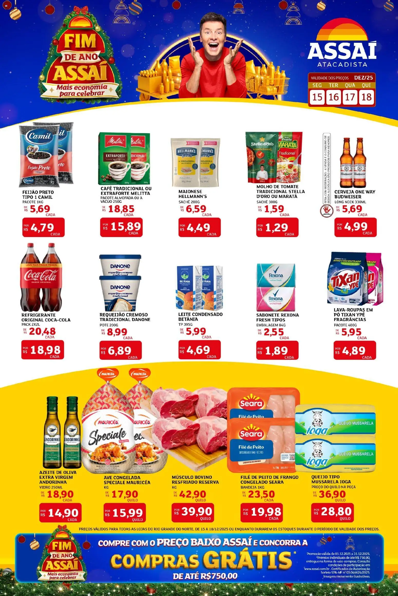 Assaí Atacadista Folheto - válido de 15.12.2025 | Página: 1 | Produtos: Feijão, Leite, Rexona, Maionese