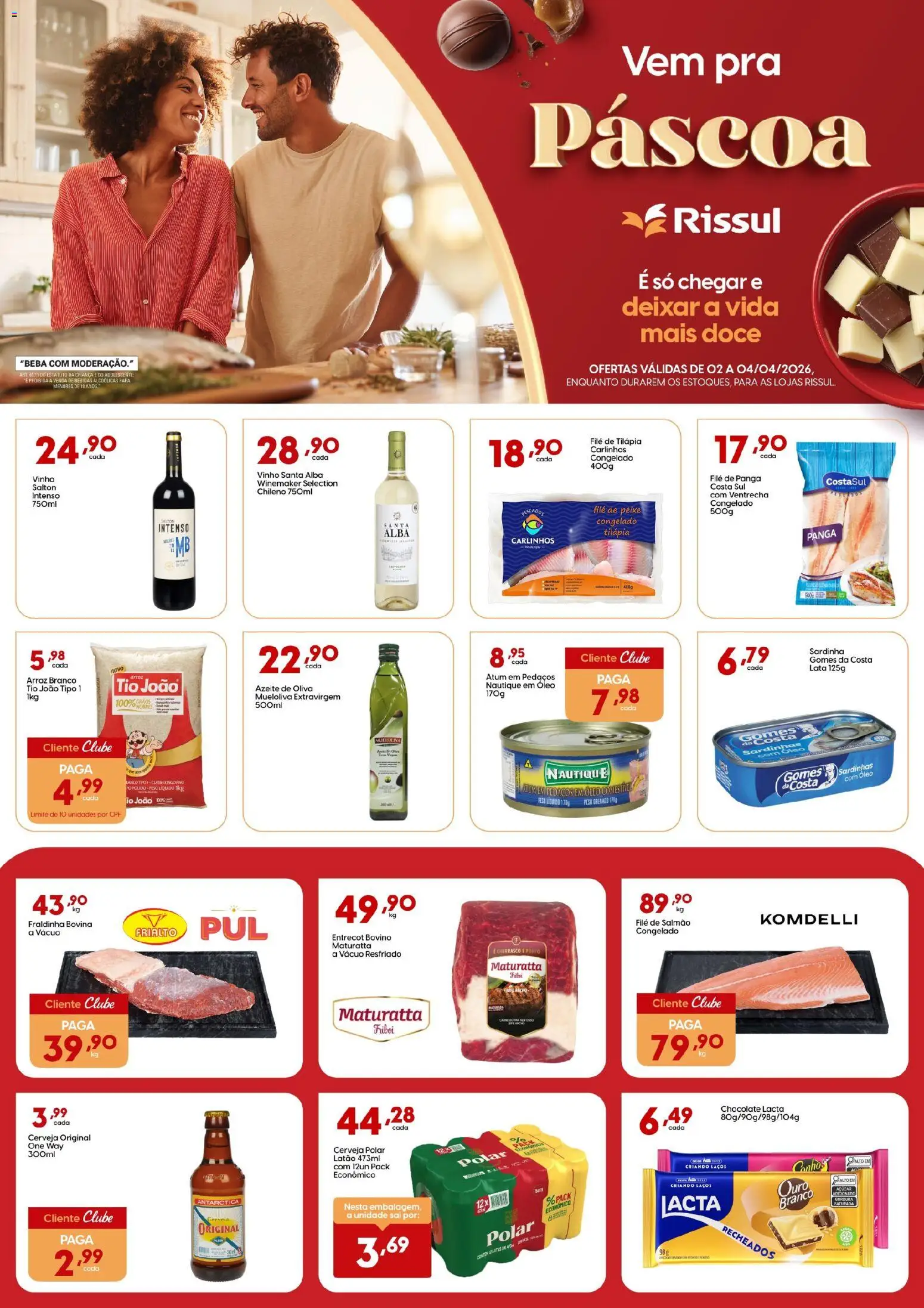 Rissul Folheto - válido de 02.04.2026 | Página: 1 | Produtos: Óleo, Cerveja, Sardinha, Filé de tilápia