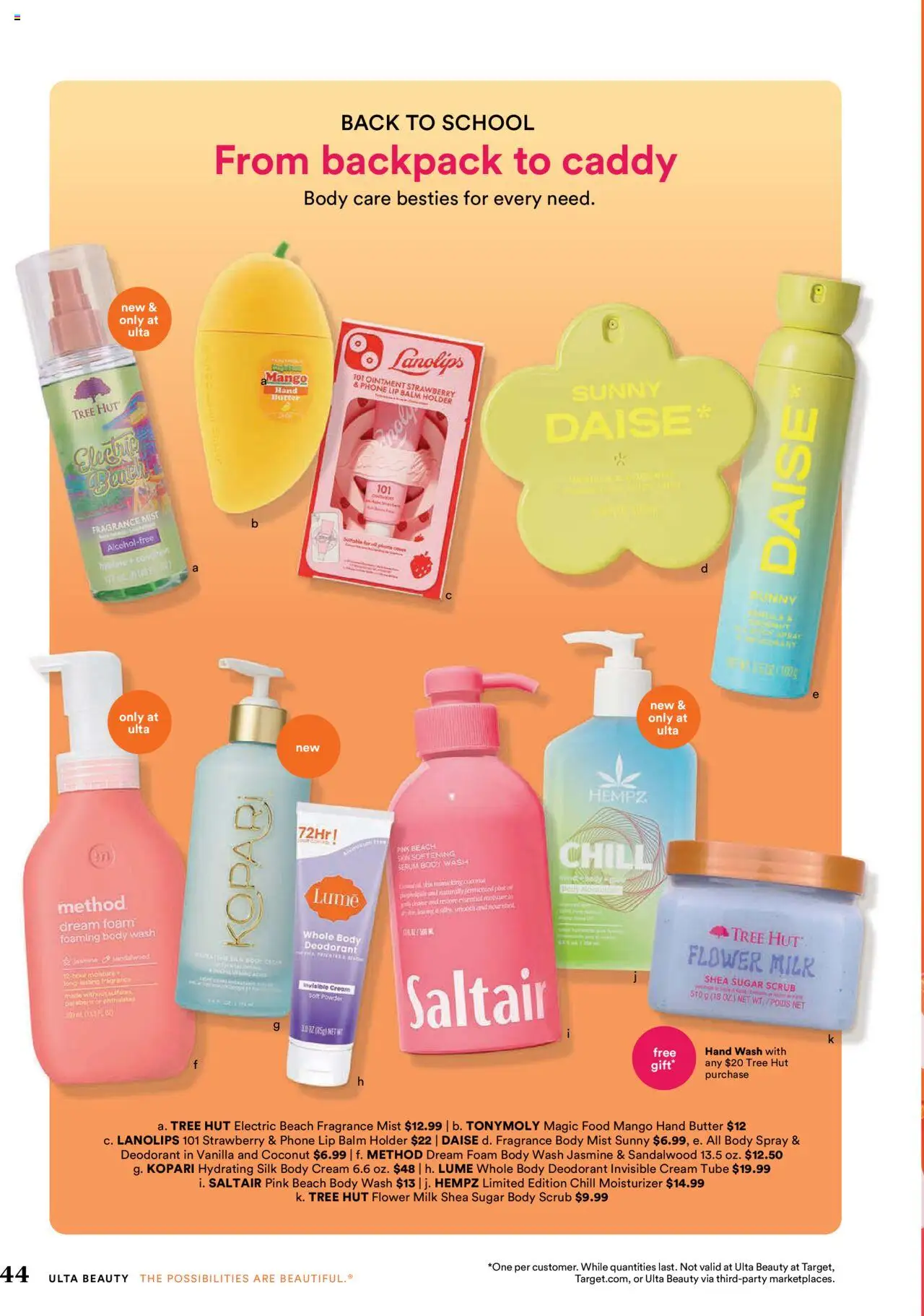 Ulta Beauty Weekly Ad - valid from 03.08.2025 | Page: 44 | Products: Powder, Butter, Body Wash, Backpack