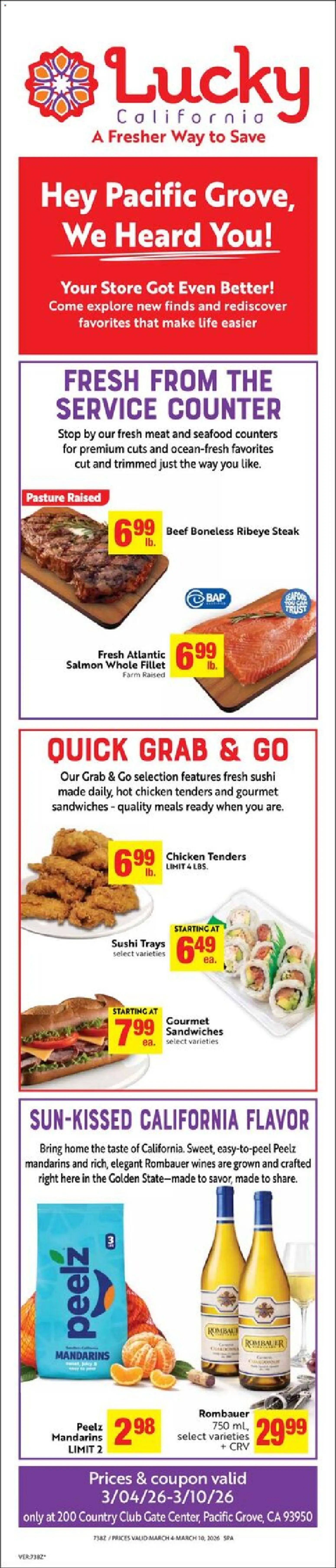 Lucky Supermarkets Weekly - CA - valid from 04.03.2026 | Page: 5 | Products: Mandarins, Beef, Seafood