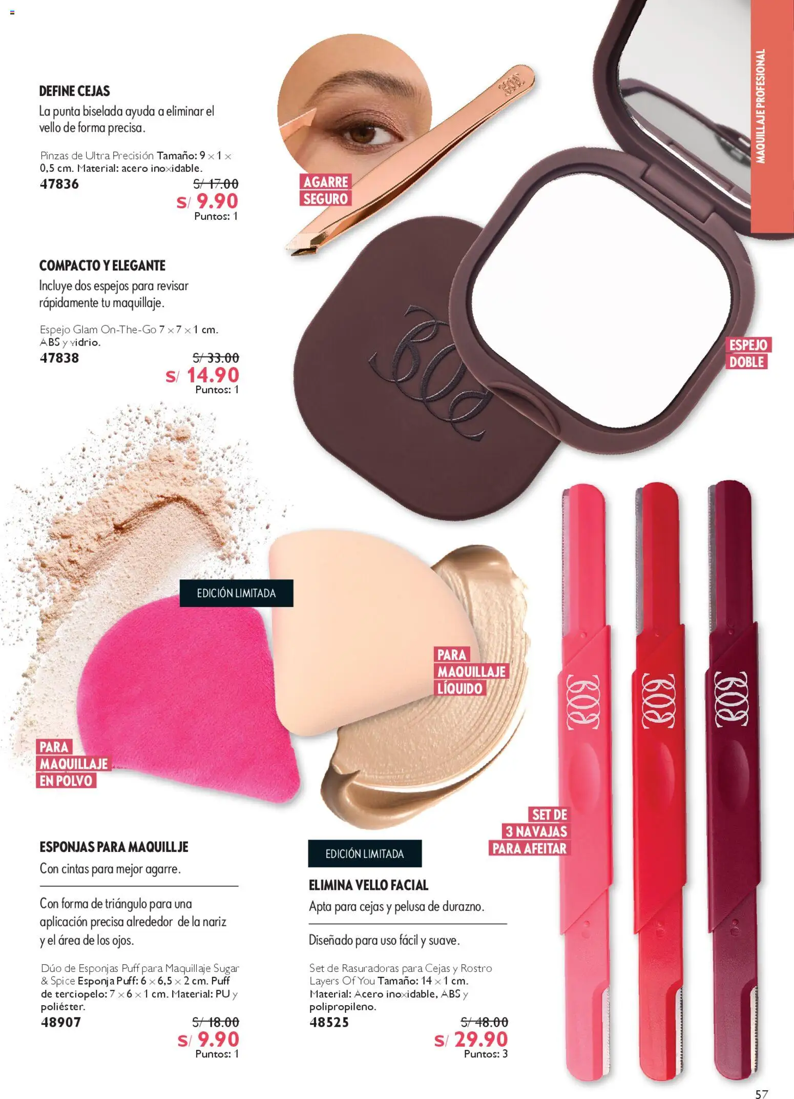 Catálogo Oriflame válido desde 28.03.2026 | Página: 57 | Productos: Esponja, Espejo, Maquillaje, Polvo