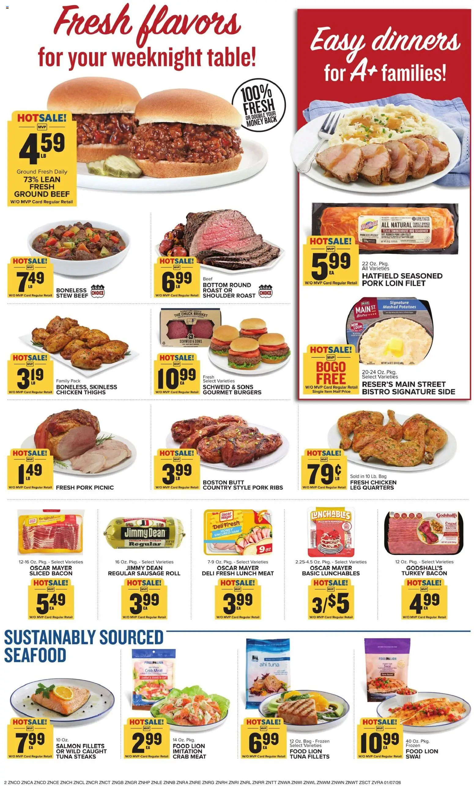 Food Lion Weekly Ad - valid from 07.01.2026 | Page: 3 | Products: Table, Ham, Pizza, Sausage