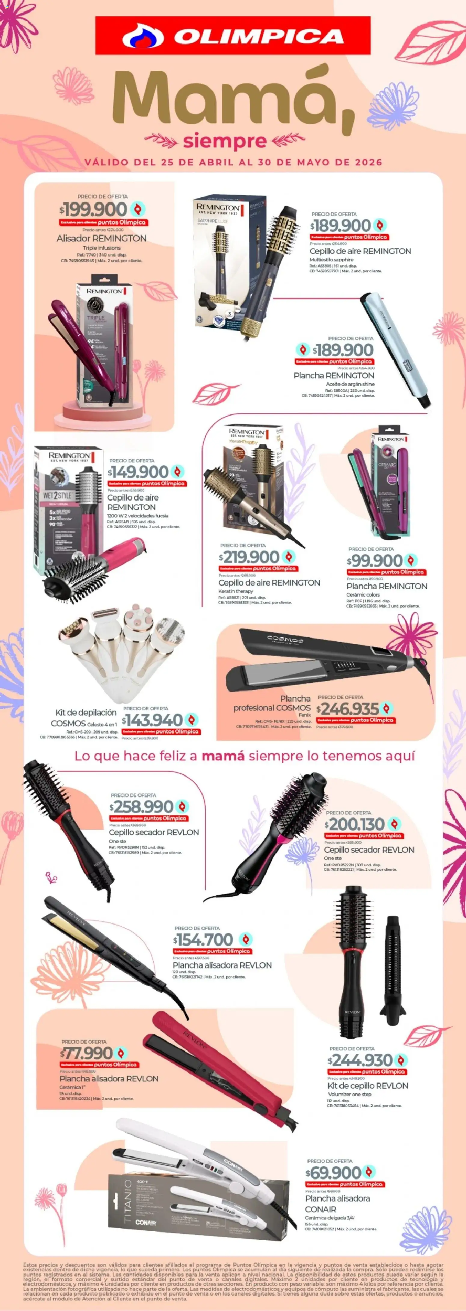 Olímpica revista - valida desde el 25.04.2026 | Página: 1 | Productos: Plancha alisadora, Sobre, Cerámica, Cepillo