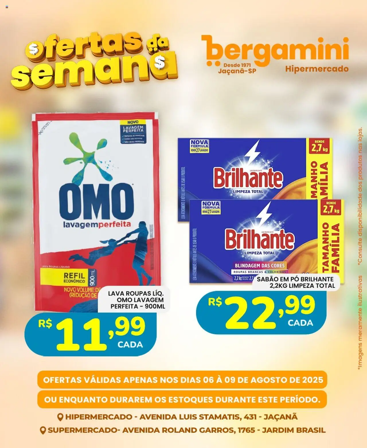 Supermercado Bergamini Folheto - válido de 06.08.2025 | Página: 14 | Produtos: Pó, Sabão, Sabão em pó, Roupas