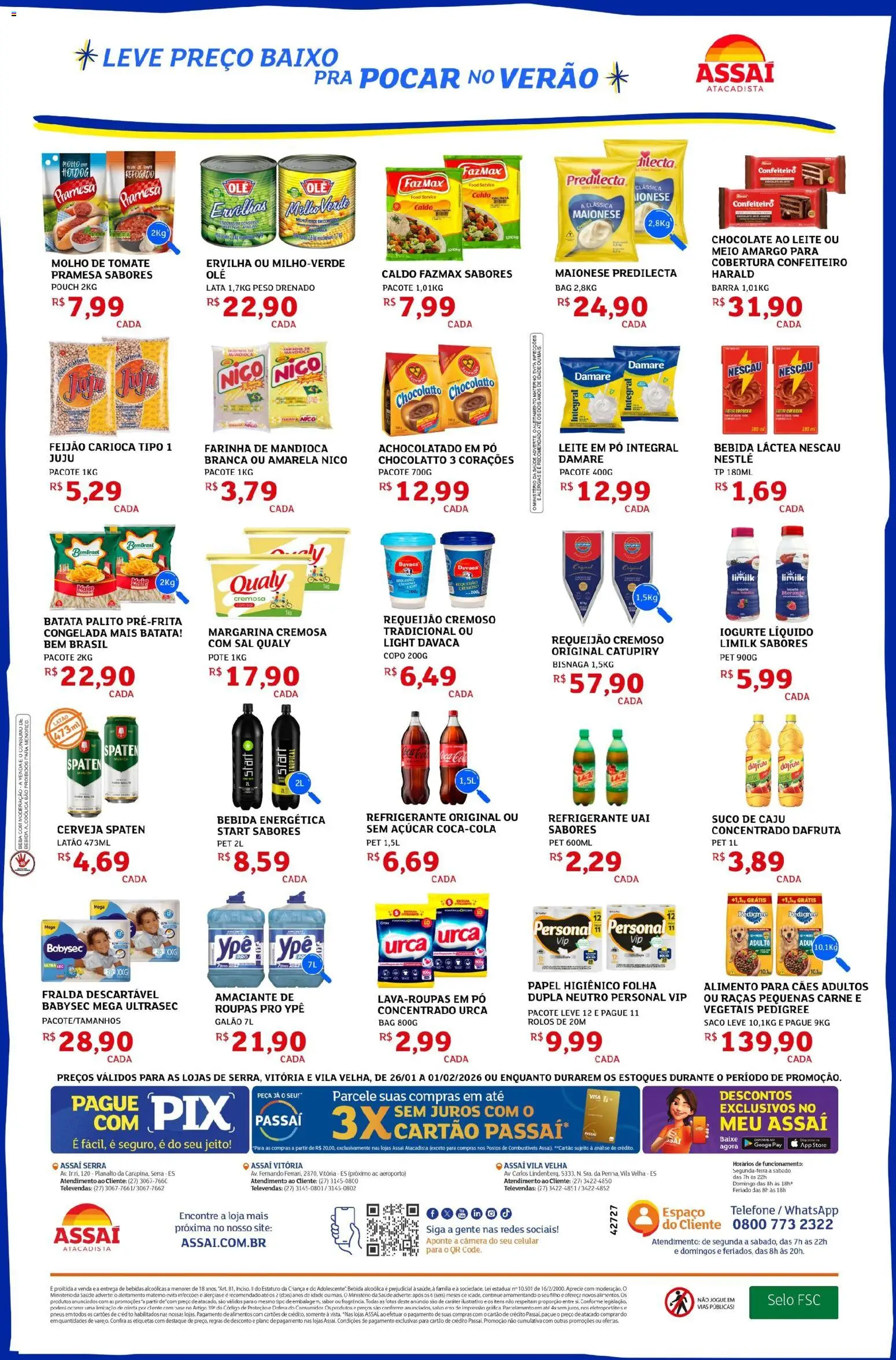 Assaí Atacadista Folheto - válido de 26.01.2026 | Página: 2 | Produtos: Caju, Mandioca, Requeijão, Leite em pó