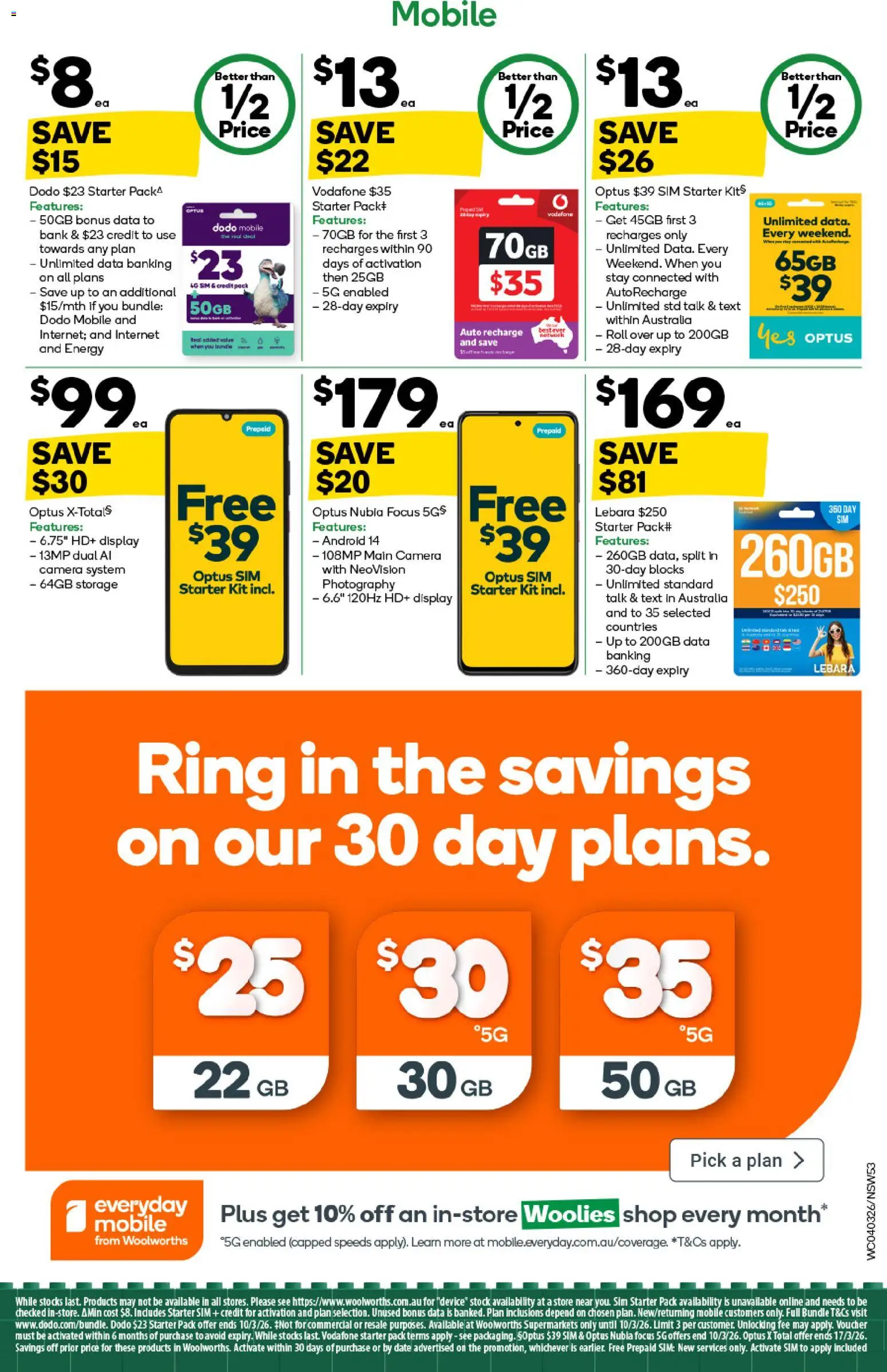 Woolworths catalogue - valid from 04.03.2026 | Page: 53 | Products: Kits, Date, Camera, Mobile