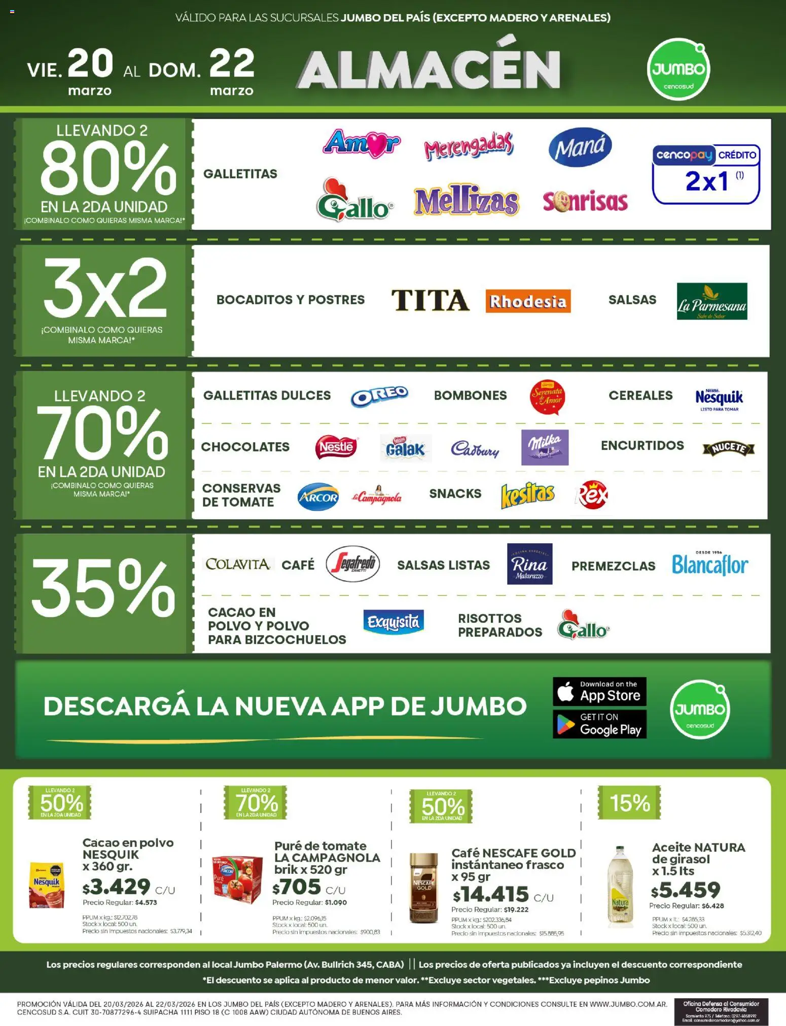Jumbo - Ofertas | Neuquén │ válido desde el 20.03.2026 | Página: 2 | Productos: Aceite, Frasco, Café, Cacao
