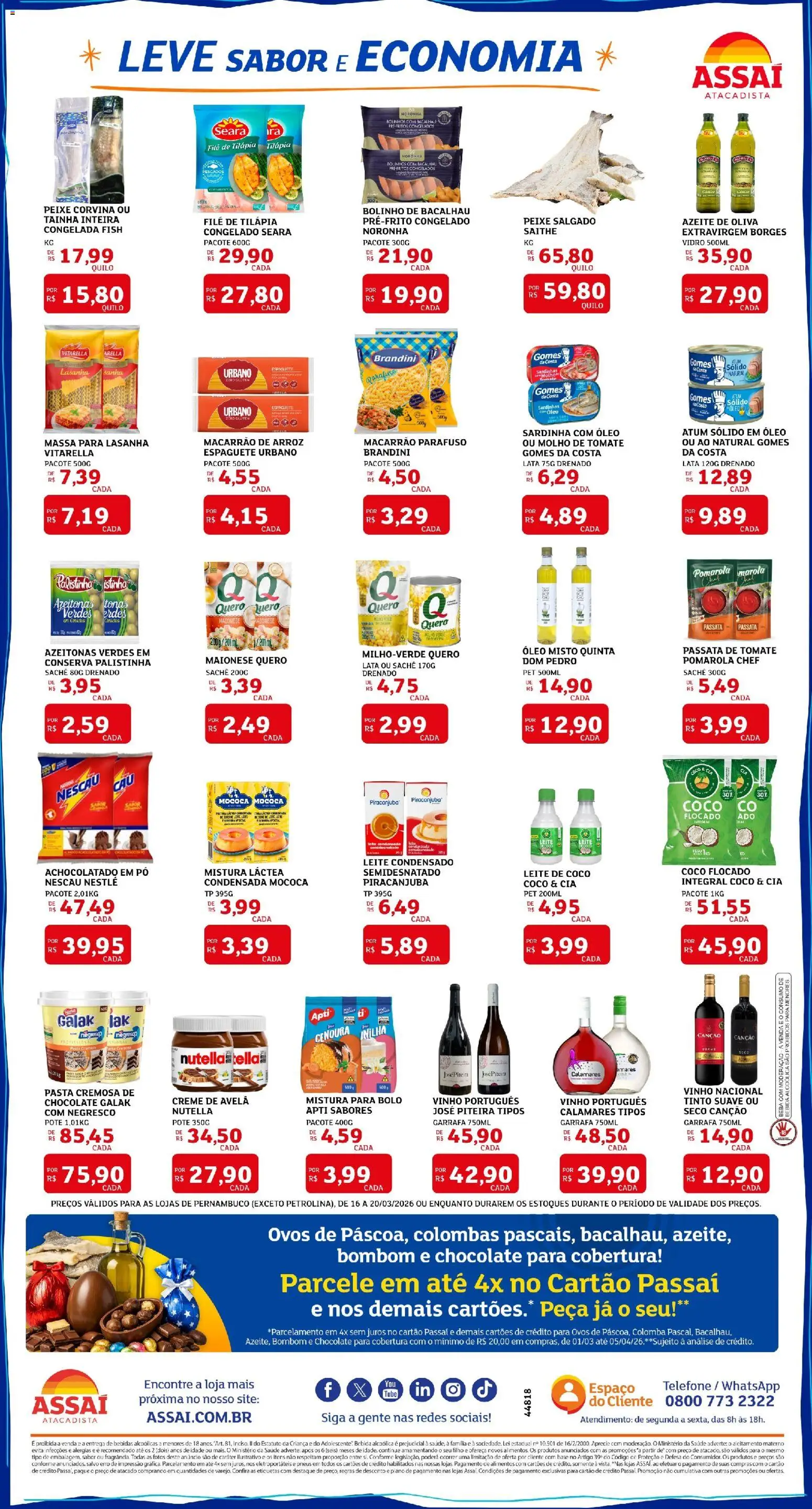 Assaí Atacadista Folheto - válido de 16.03.2026 | Página: 2 | Produtos: Espaguete, Molho de tomate, Telefone, Avelã