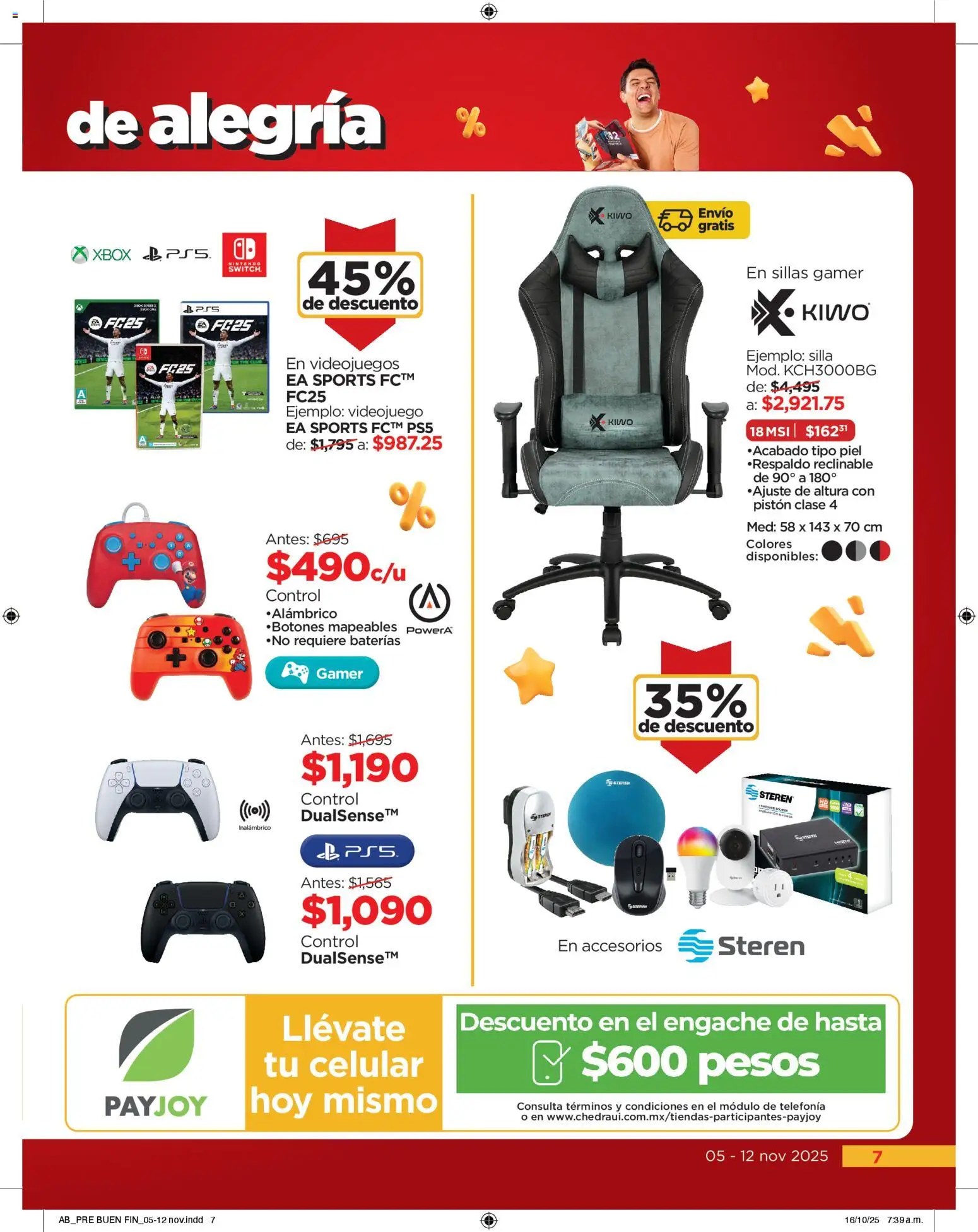 Nuevas ofertas de Chedraui válidas en toda la República Mexicana desde el 05.11.2025. ¡Encuentra las mejores ofertas en Chedraui Buen Fin! | Página: 7 | Productos: Silla, Xbox