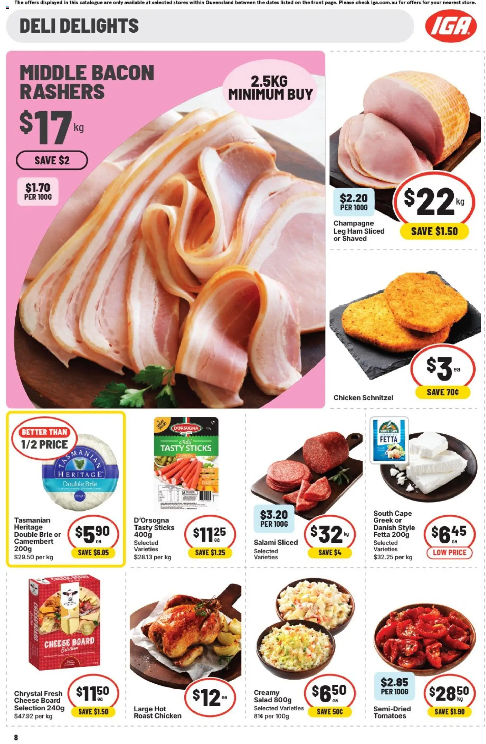 IGA catalogue - valid from 21.01.2026 | Page: 8 | Products: Salami, Ham, Tomatoes, Salad