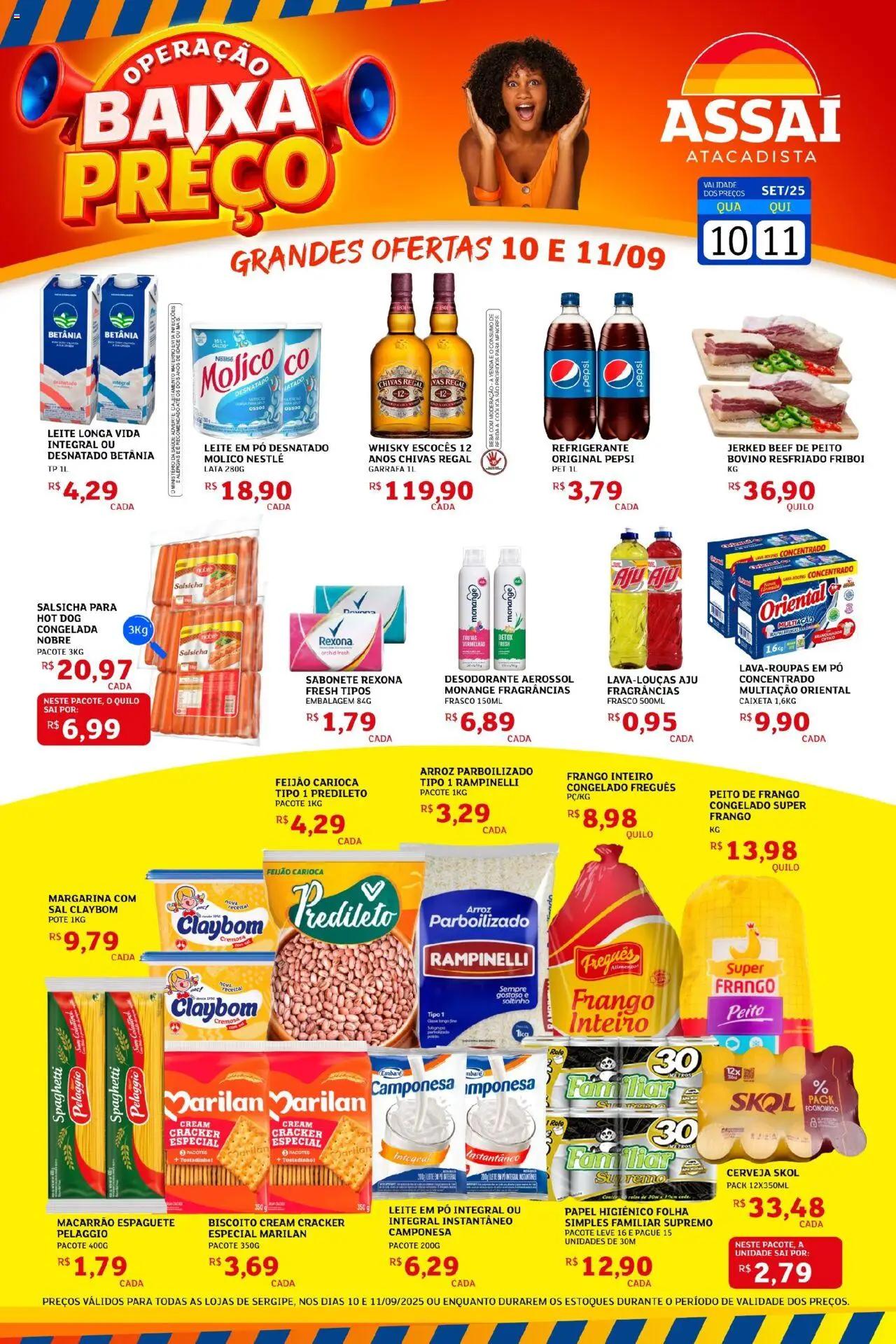 Assaí Atacadista Folheto - válido de 10.09.2025 | Página: 1 | Produtos: Salsicha, Macarrão, Refrigerante, Papel higiênico