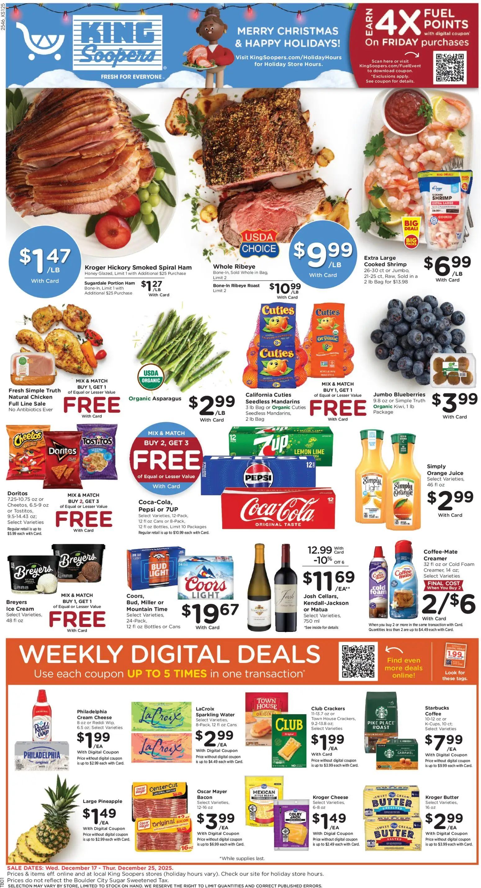 King Soopers Weekly Ad - valid from 17.12.2025 | Page: 1 | Products: Mandarins, Ham, Juice, Pineapple
