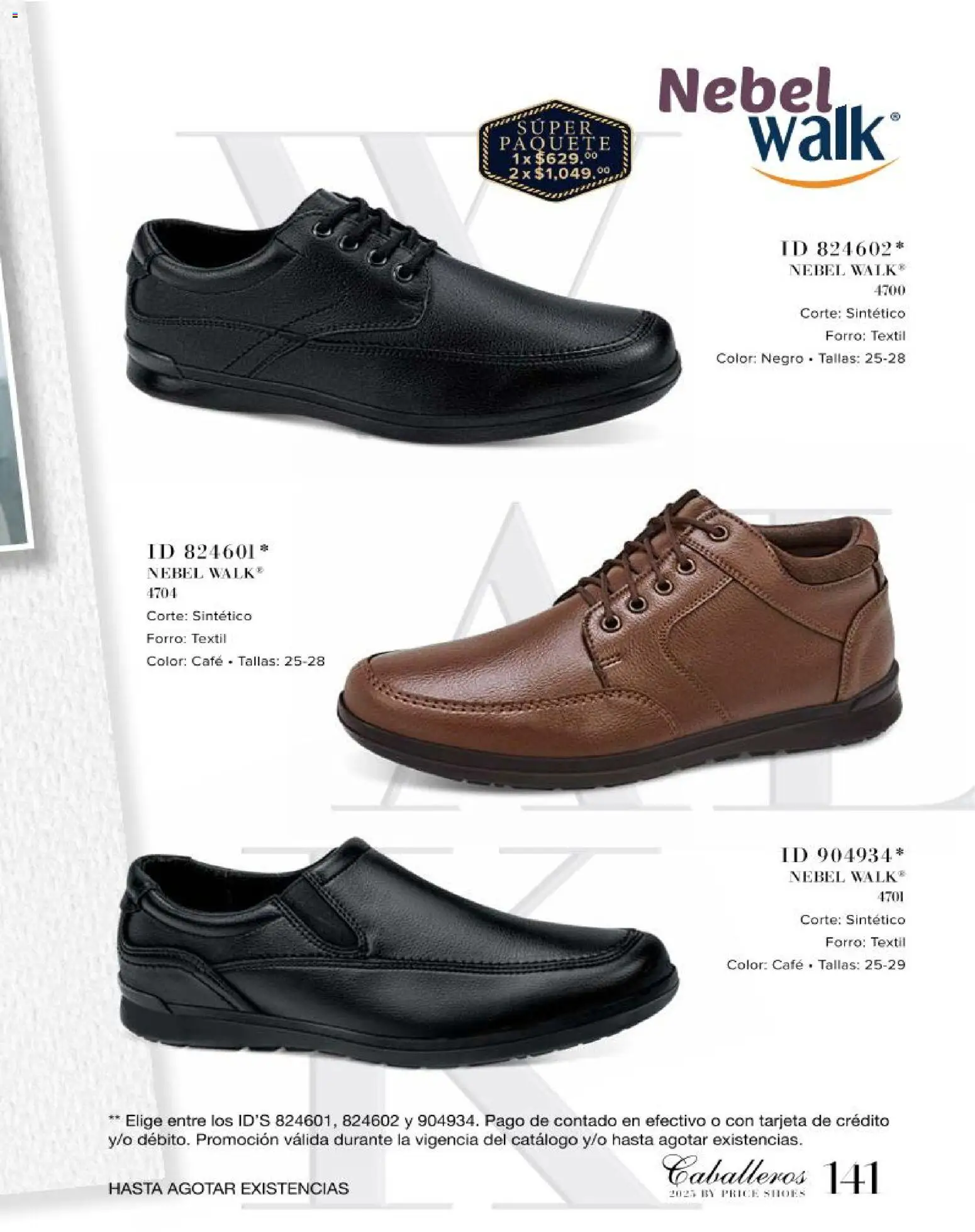 Nuevas ofertas de Price Shoes válidas en toda la República Mexicana desde el 26.11.2025. ¡Encuentra las mejores ofertas en Price Shoes catálogo Caballeros! | Página: 141 | Productos: Café