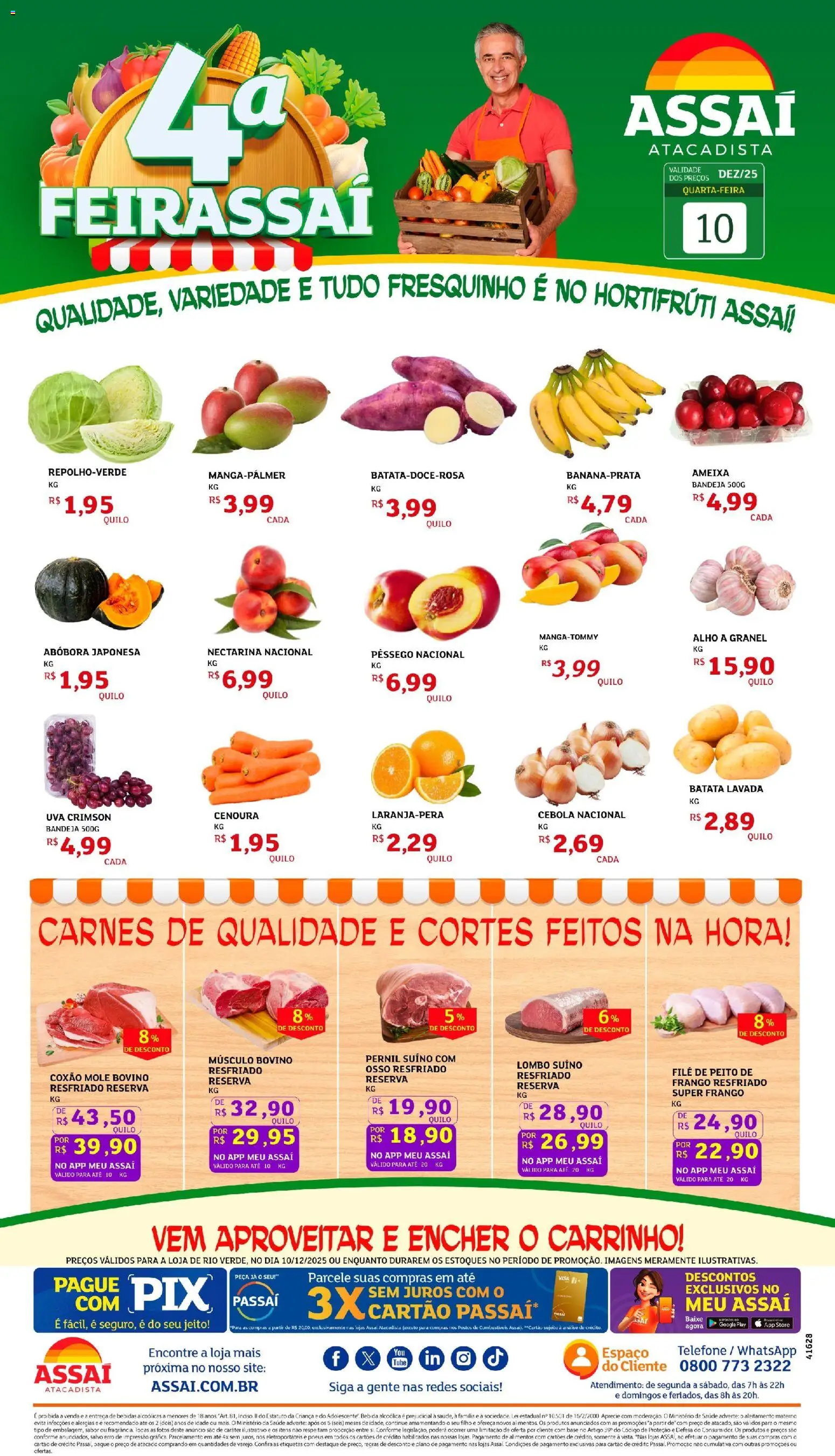 Assaí Atacadista Folheto - válido de 10.12.2025 | Página: 1 | Produtos: Cebola, Lombo, Base, Cenoura