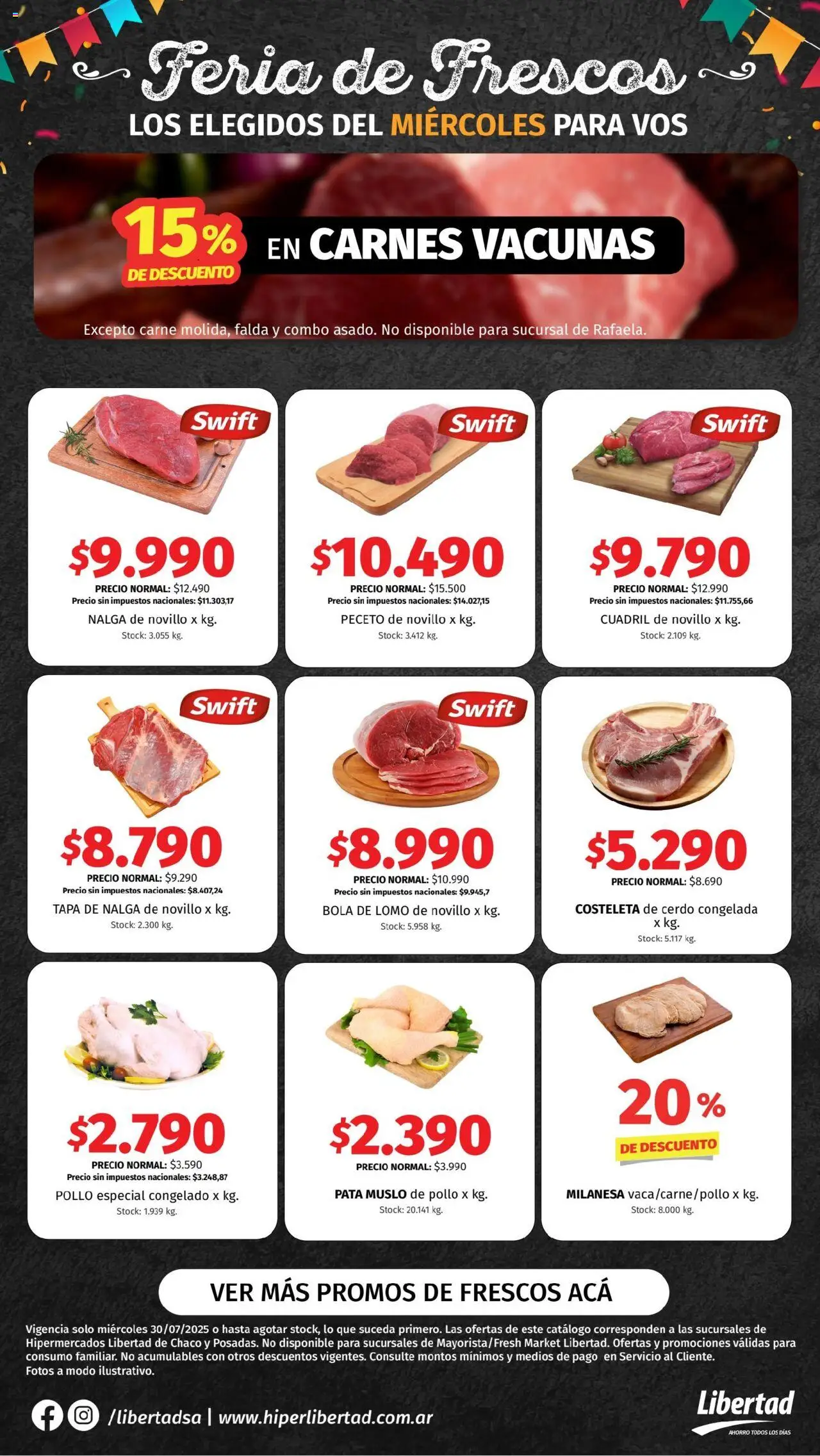 Hipermercado Libertad - Feria de Frescos - NEA │ válido desde el 30.07.2025 | Página: 2 | Productos: Falda, Pollo, Milanesa, Cerdo