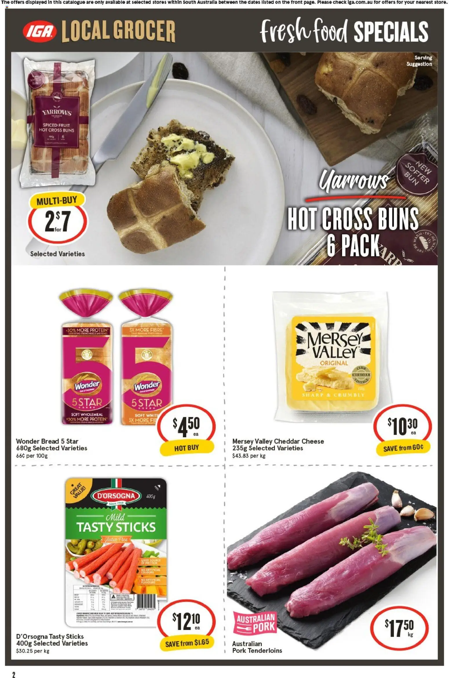 IGA catalogue - valid from 25.02.2026 | Page: 2 | Products: Cheese, Bread, Pork
