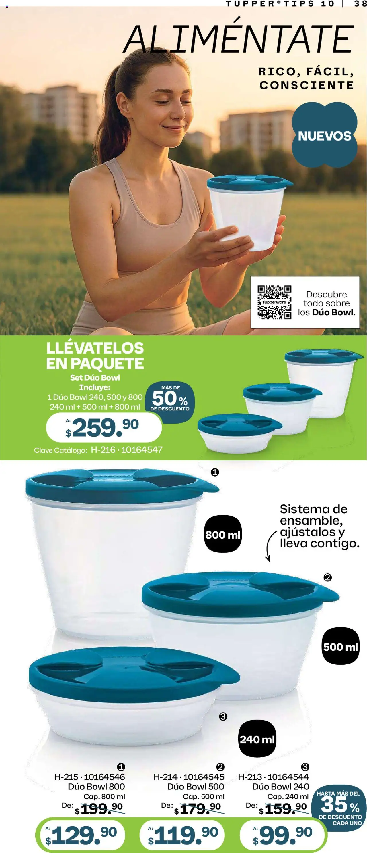 Nuevas ofertas de Tupperware válidas en toda la República Mexicana desde el 08.09.2025. ¡Encuentra las mejores ofertas en Tupperware - Catálogo! | Página: 38 | Productos: Tupper, Bowl, Sobre