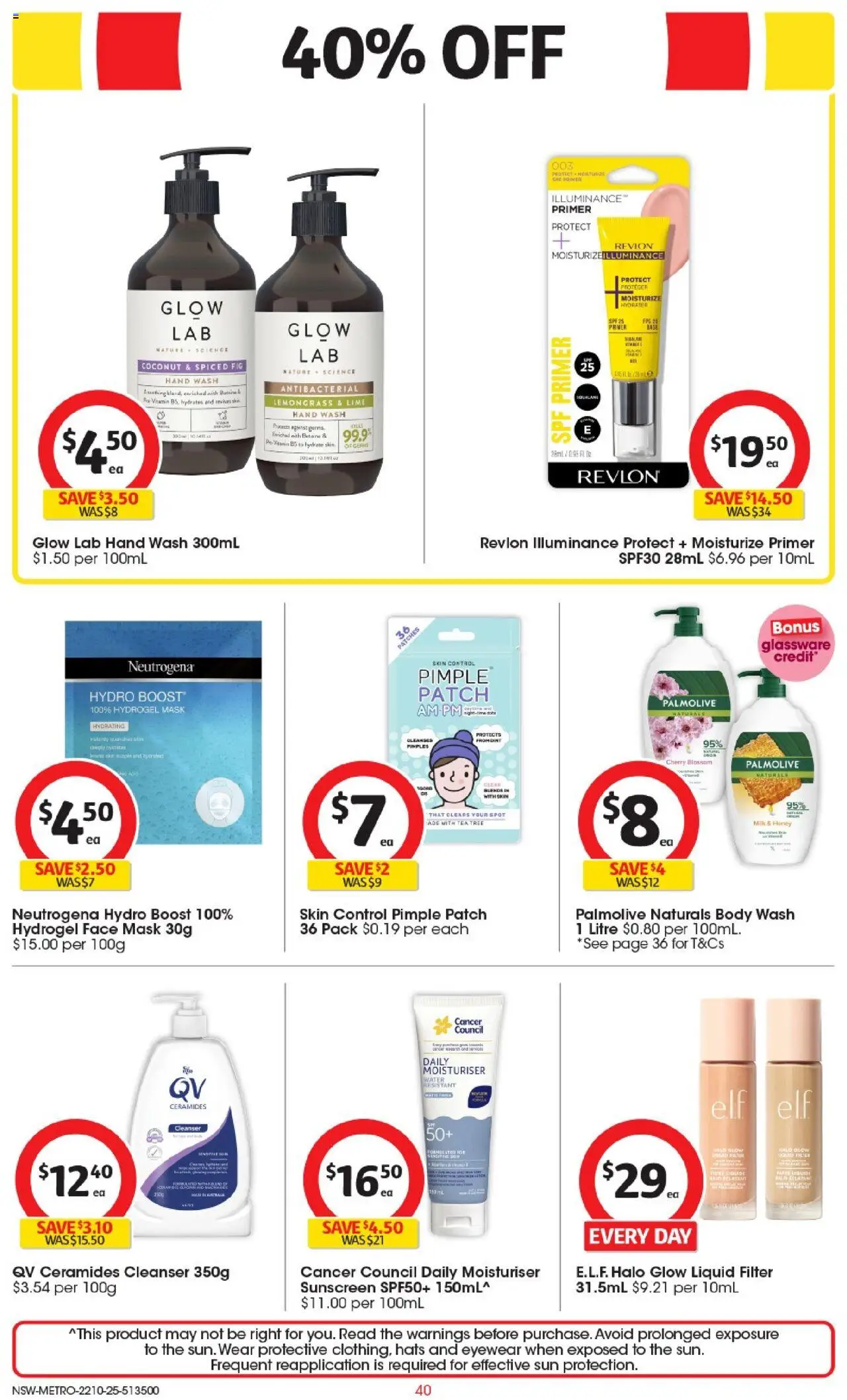 Coles catalogue - valid from 22.10.2025 | Page: 40 | Products: Glassware, Water, Lime, Face mask