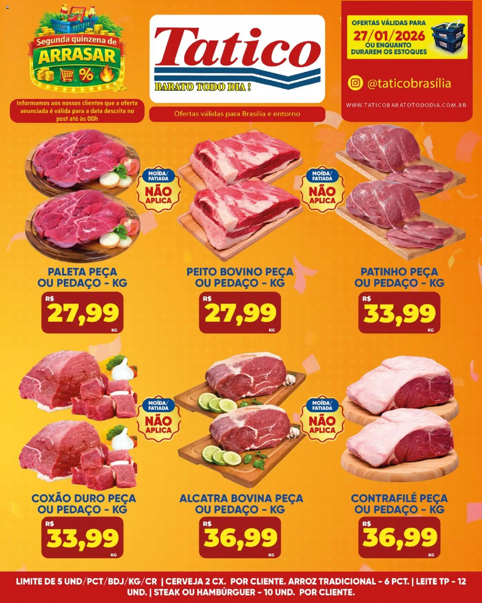 Tatico Folheto - válido de 27.01.2026 | Página: 10 | Produtos: Leite, Cerveja, Arroz, Hambúrguer
