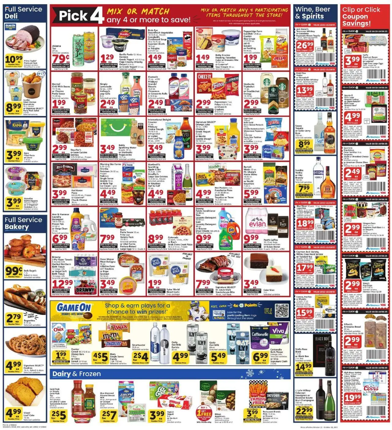 Vons Weekly Ad - valid from 22.10.2025 | Page: 2 | Products: Ham, Pizza, Microwave, Detergent