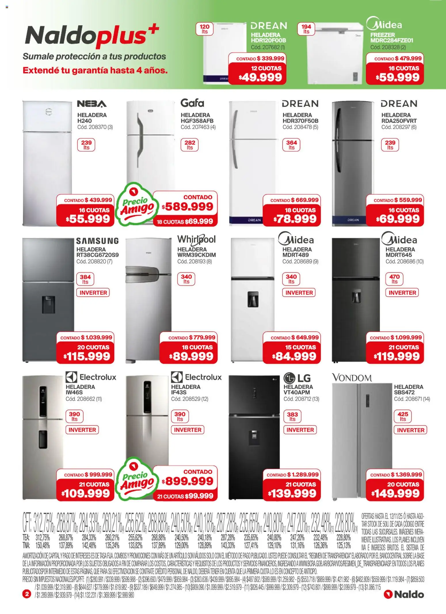 Naldo catálogo │ válido desde el 12.11.2025 | Página: 2 | Productos: Sobre, Heladera, Freezer