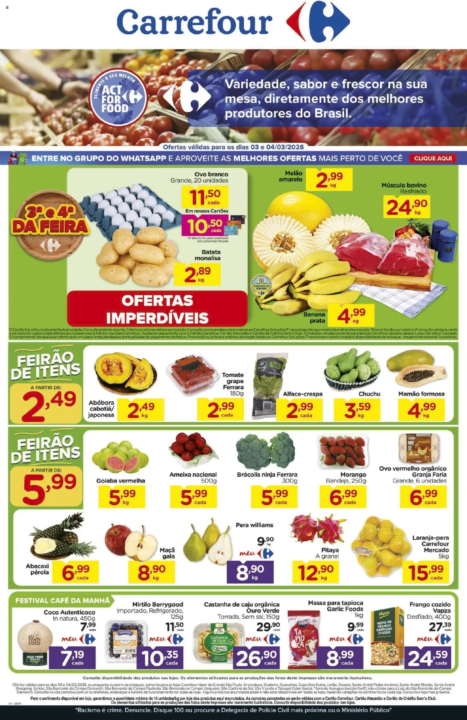 Carrefour Folheto - válido de 03.03.2026 | Página: 1 | Produtos: Mirtilo, Abóbora, Café, Frango