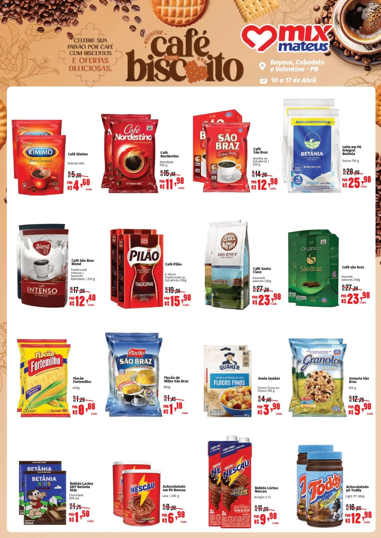 Mateus Folheto - válido de 10.04.2026 | Página: 1 | Produtos: Pó, Nescau, Almofada, Granola