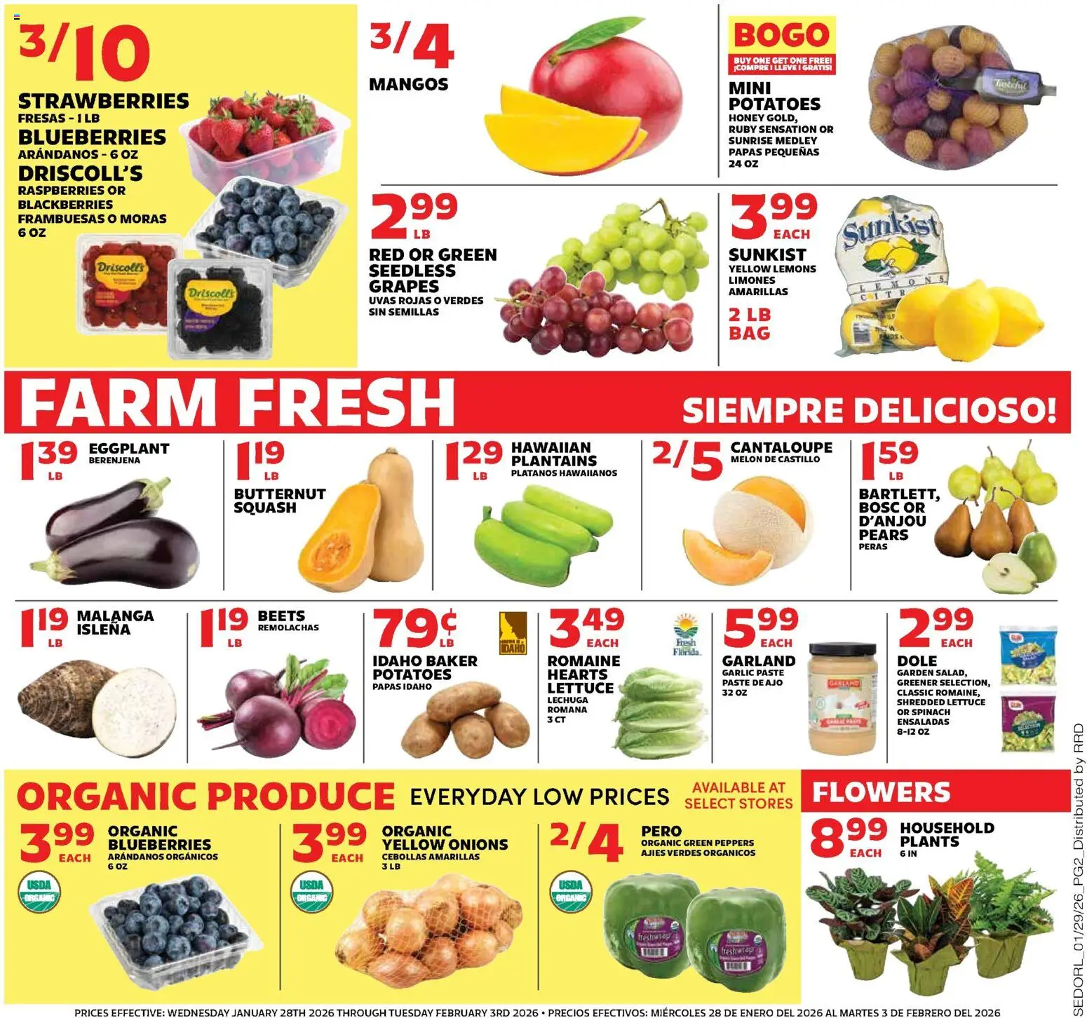 Sedano's Weekly Ad - valid from 28.01.2026 | Page: 2 | Products: Lettuce, Peppers, Spinach, Melon