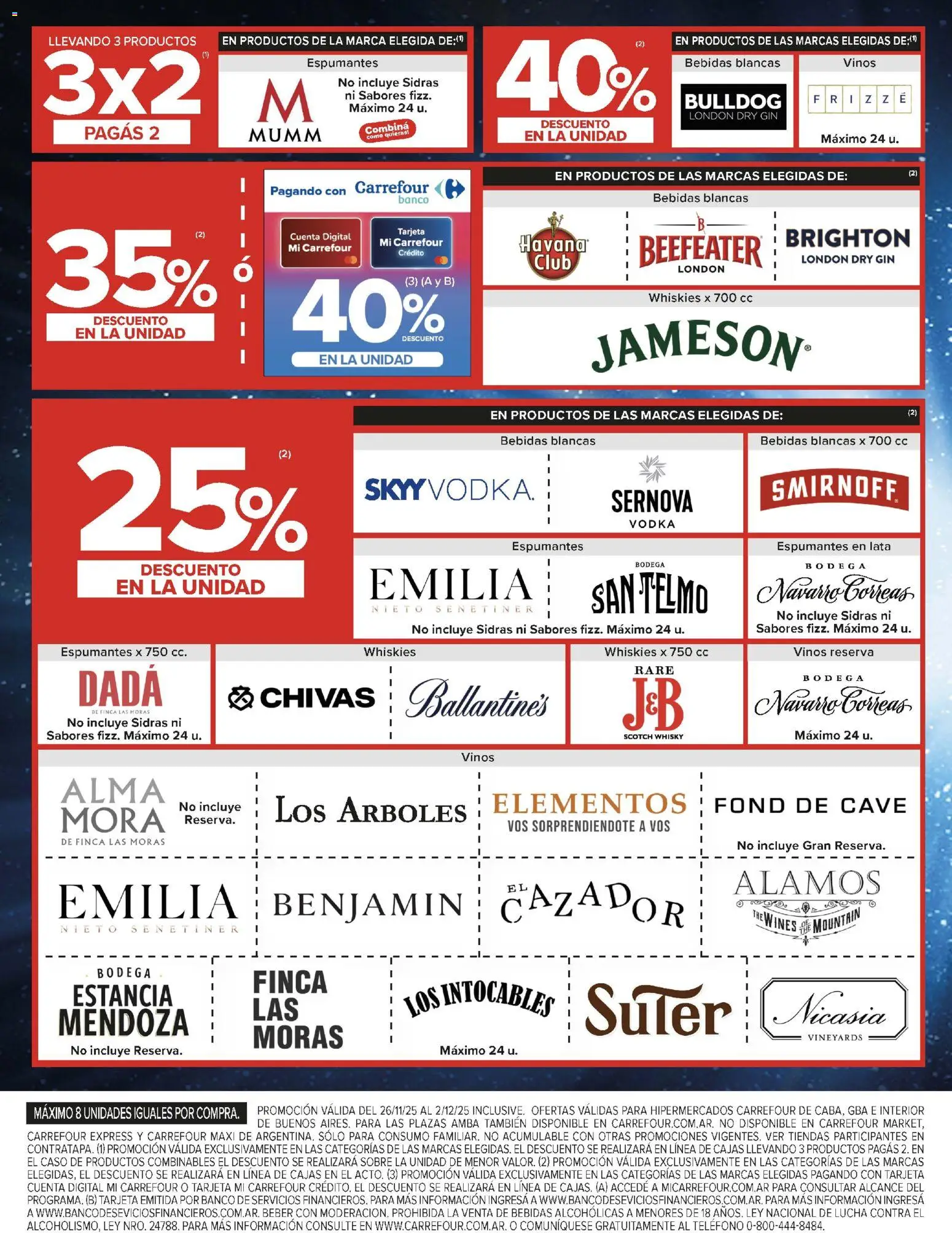 Carrefour ofertas │ válido desde el 26.11.2025 | Página: 12 | Productos: Teléfono, Banco, Sobre, Gin