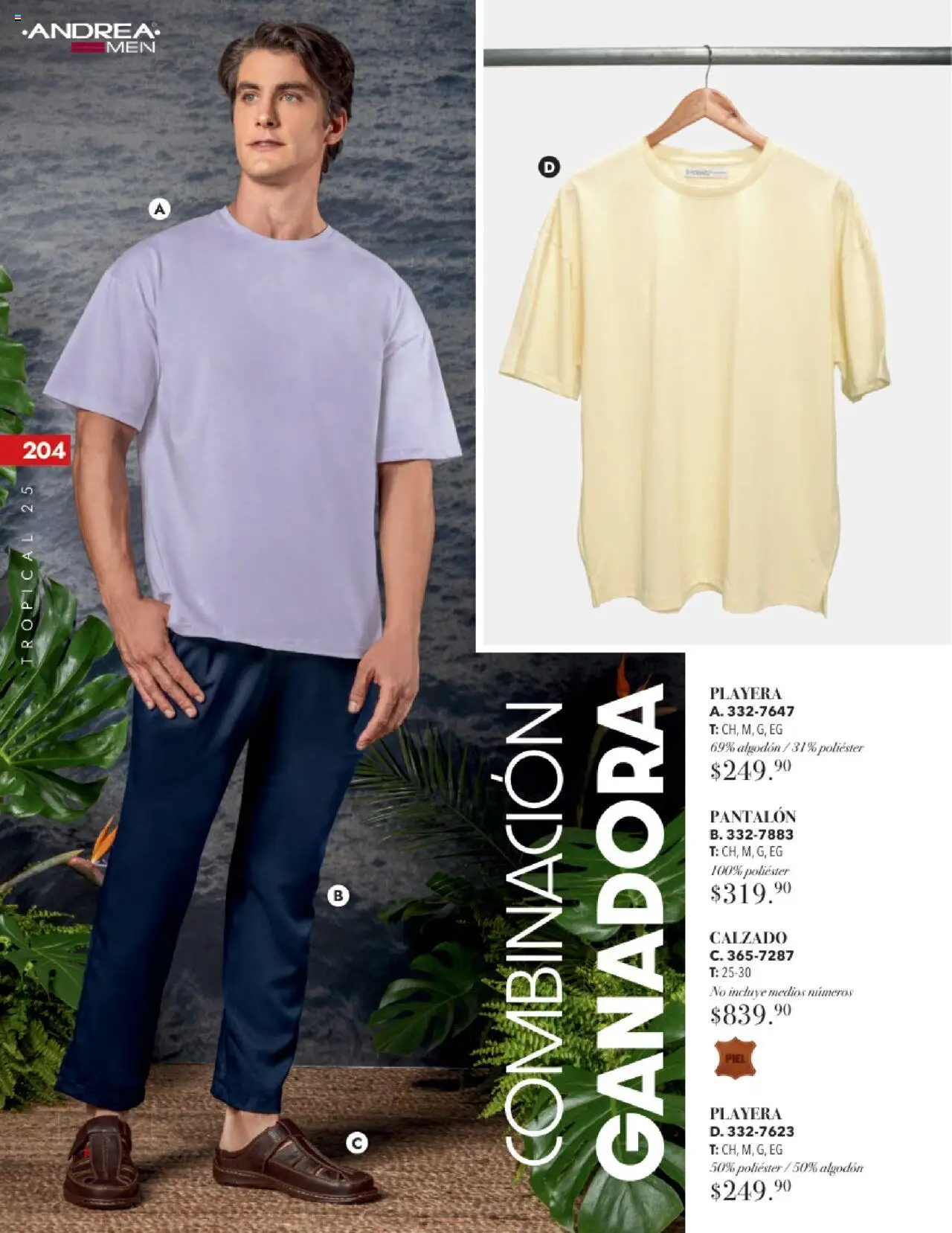 Nuevas ofertas de Andrea válidas en toda la República Mexicana desde el 17.08.2025. ¡Encuentra las mejores ofertas en Andrea - Catálogo Tropical Otoño / Invierno! | Página: 204 | Productos: Algodón, Playera