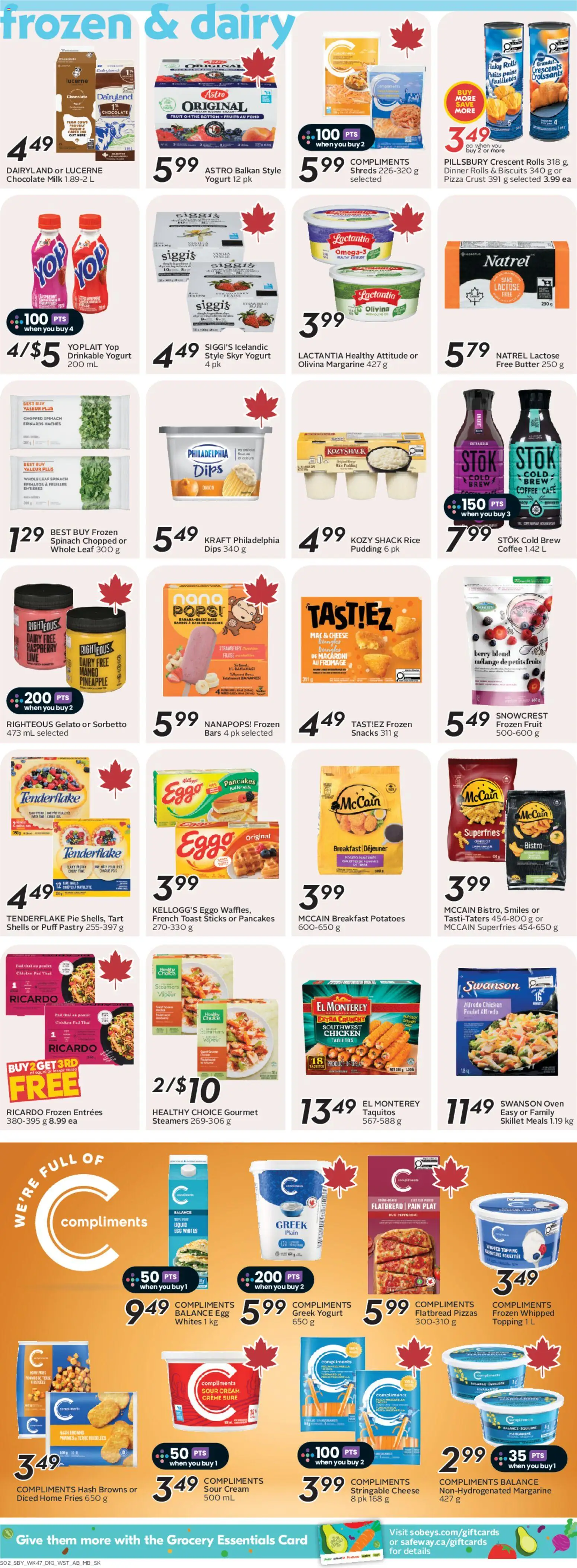 Safeway flyer valid from 19.03.2026 | Page: 10 | Products: Sour cream, Cheese, Chicken, Bananas