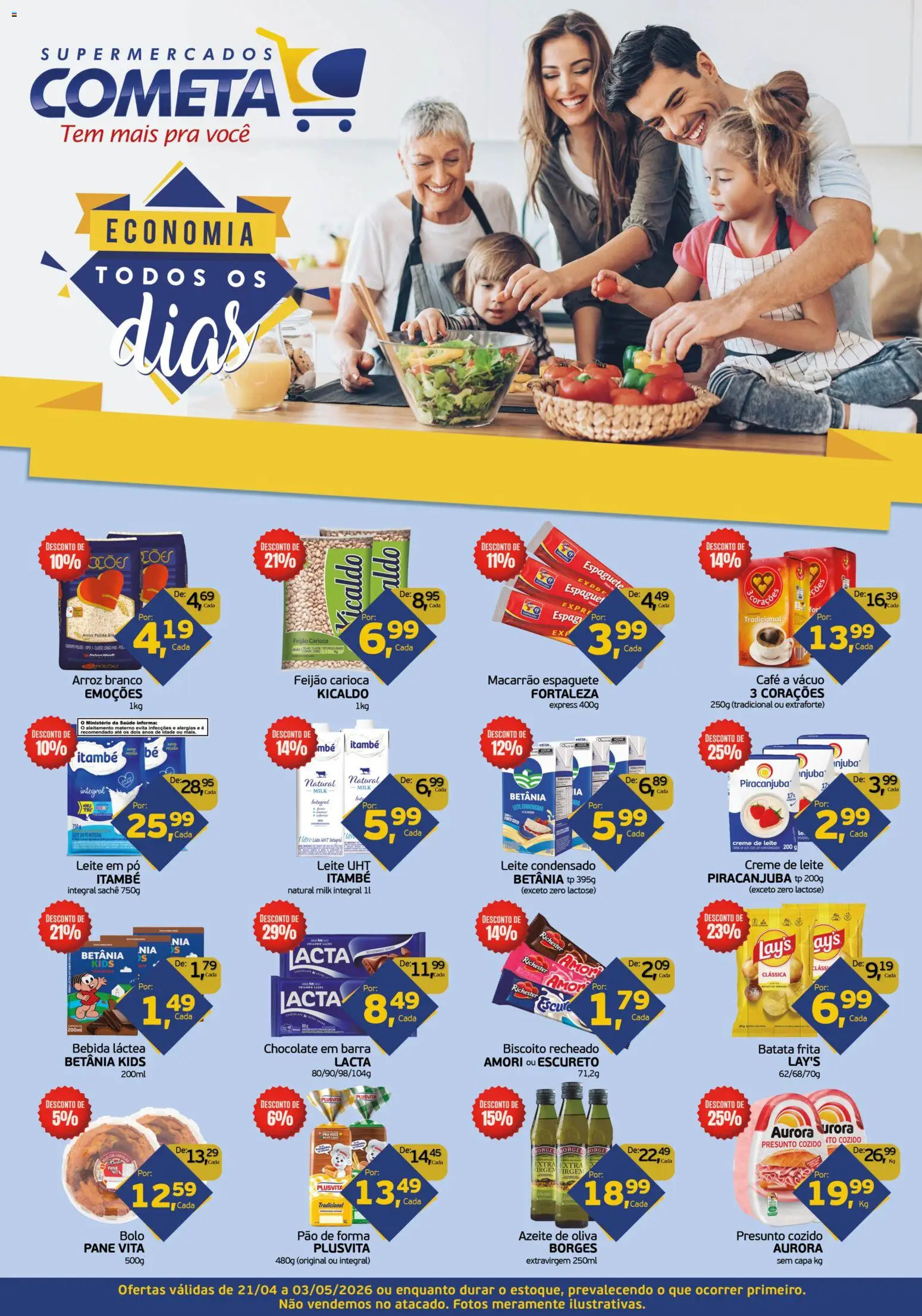 Cometa Supermercados Folheto - válido de 21.04.2026 | Página: 1 | Produtos: Presunto, Batata, Azeite, Batata frita