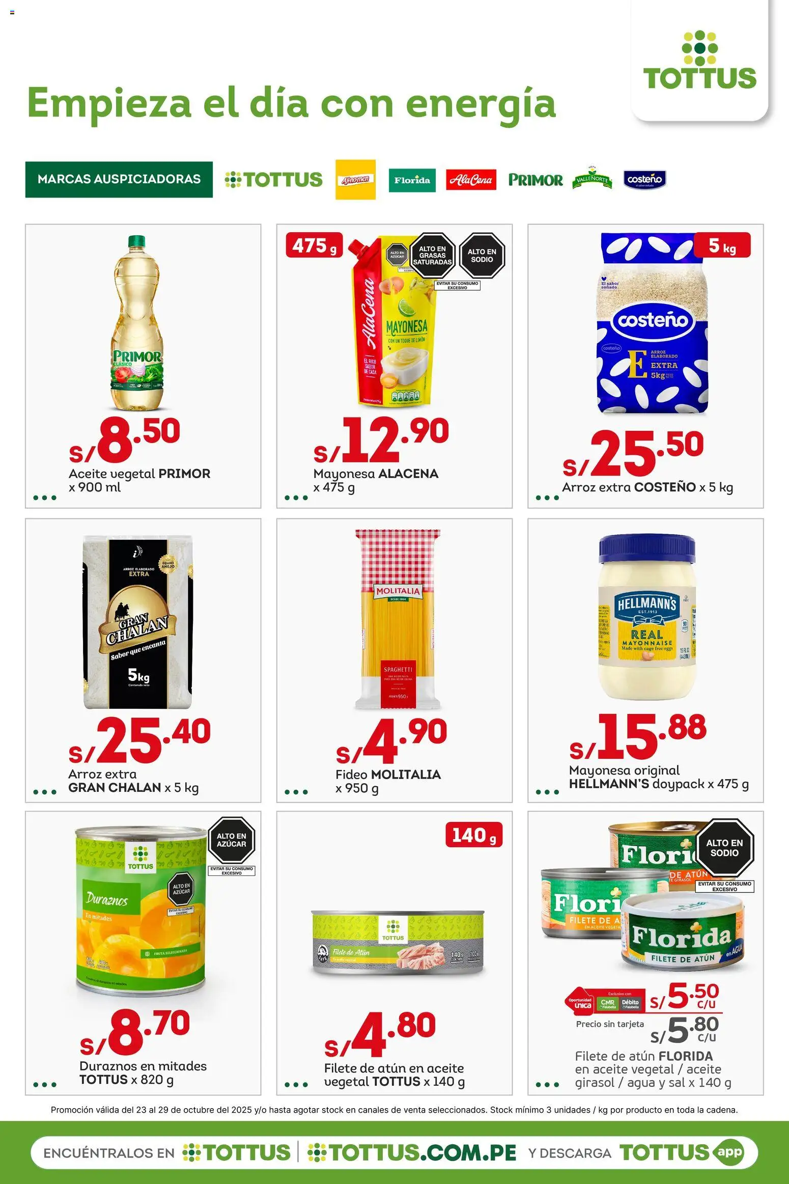 Catálogo Tottus válido desde 23.10.2025 | Página: 5 | Productos: Aceite, Arroz