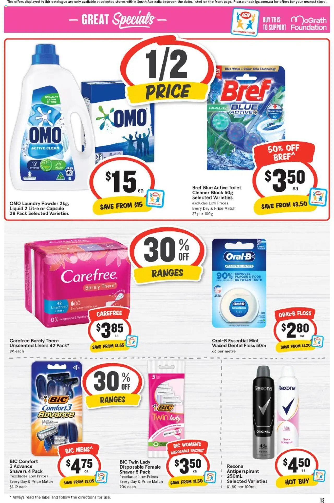 IGA catalogue - valid from 10.09.2025 | Page: 13 | Products: Antiperspirant, Foundation, Laundry, Razors