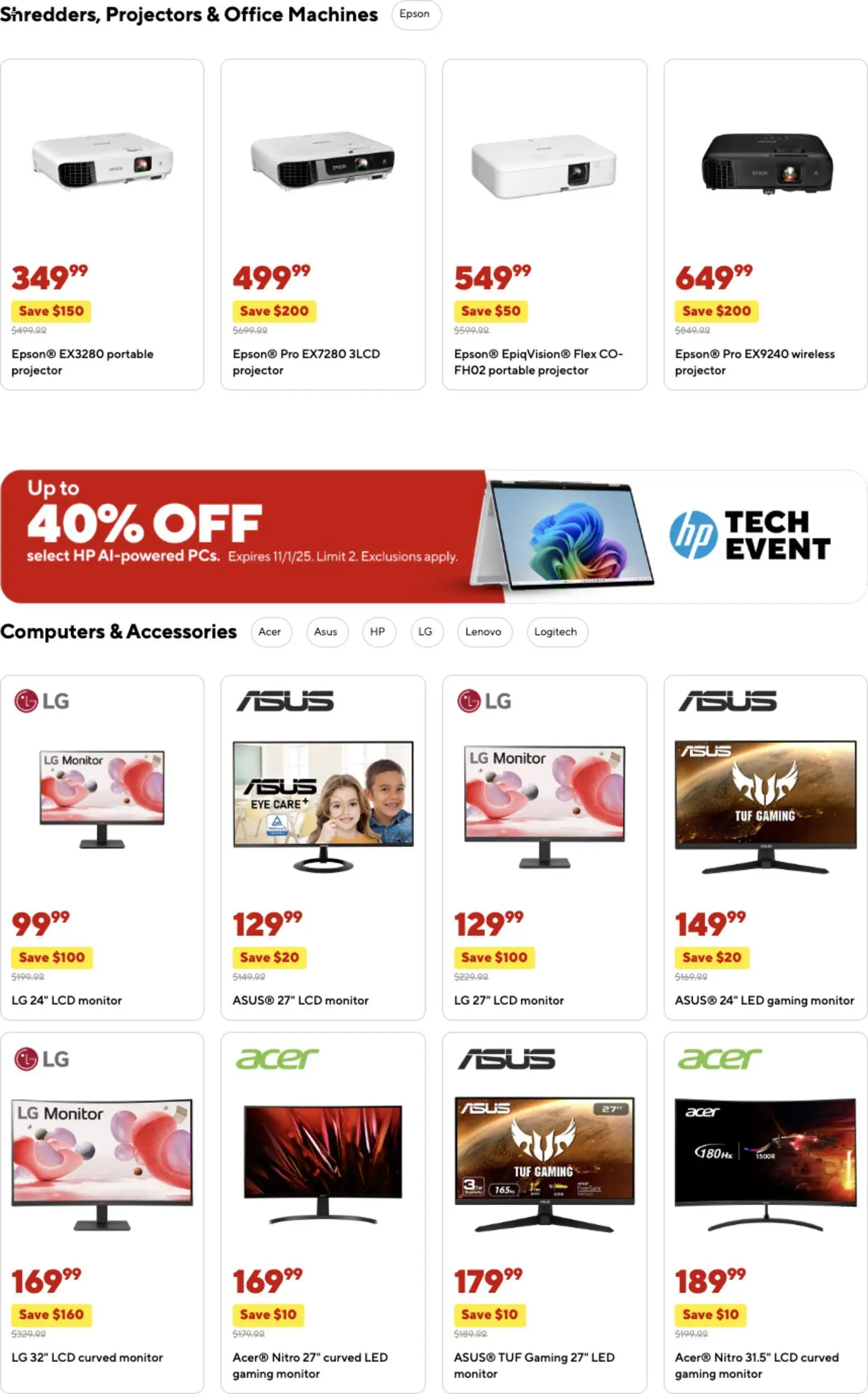 Staples Weekly Ad - valid from 26.10.2025 | Page: 5 | Products: Monitor, Projector