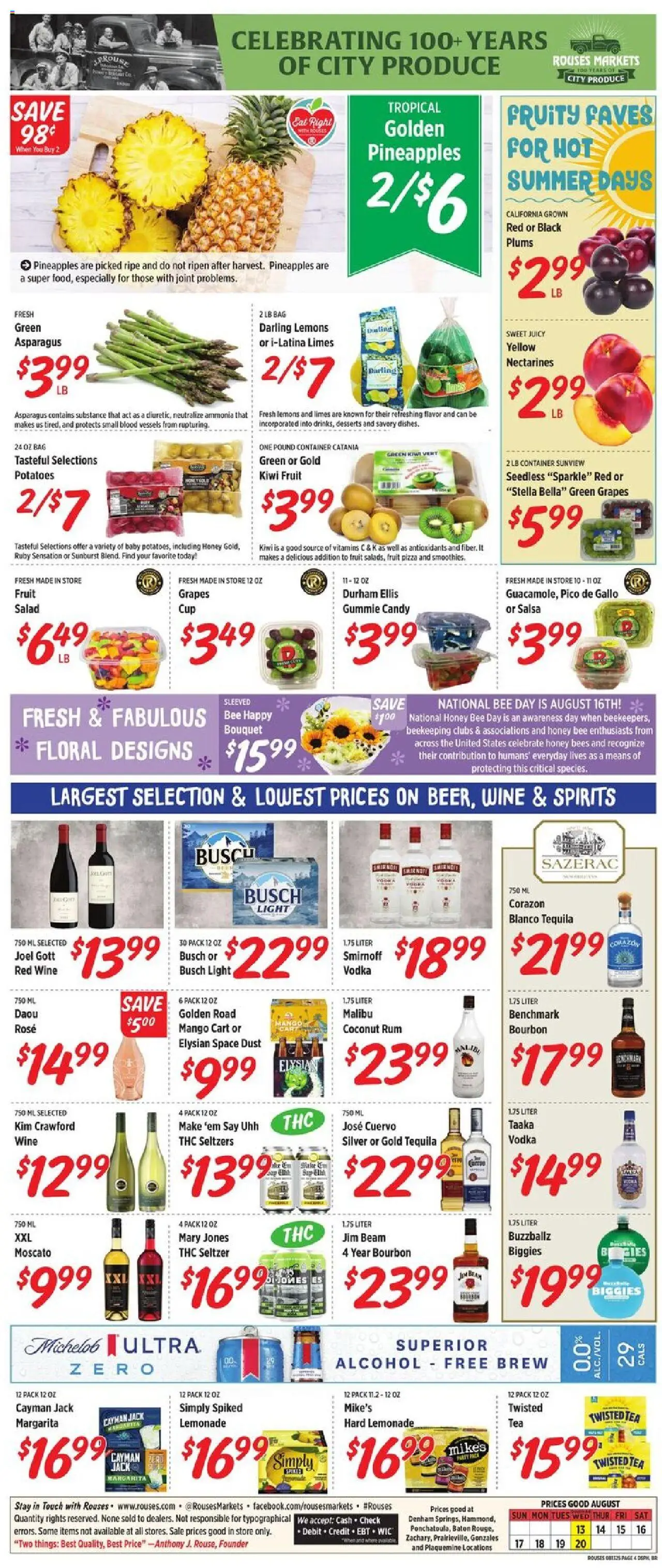 Rouses Weekly Ad - valid from 13.08.2025 | Page: 7 | Products: Asparagus, Pizza, Tea, Vodka