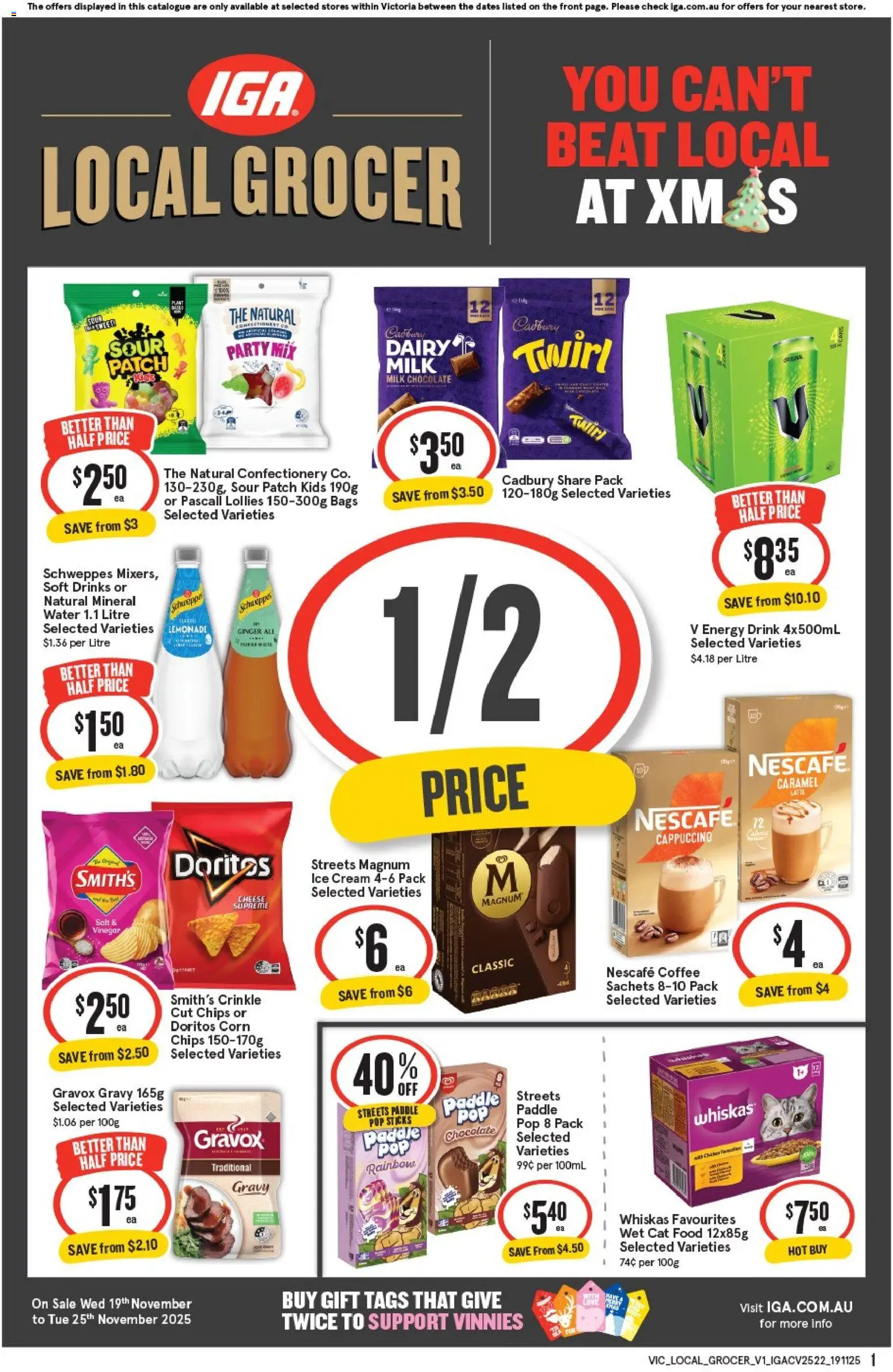 IGA catalogue - valid from 19.11.2025 | Page: 1 | Products: Milk, Cream, Water, Salt