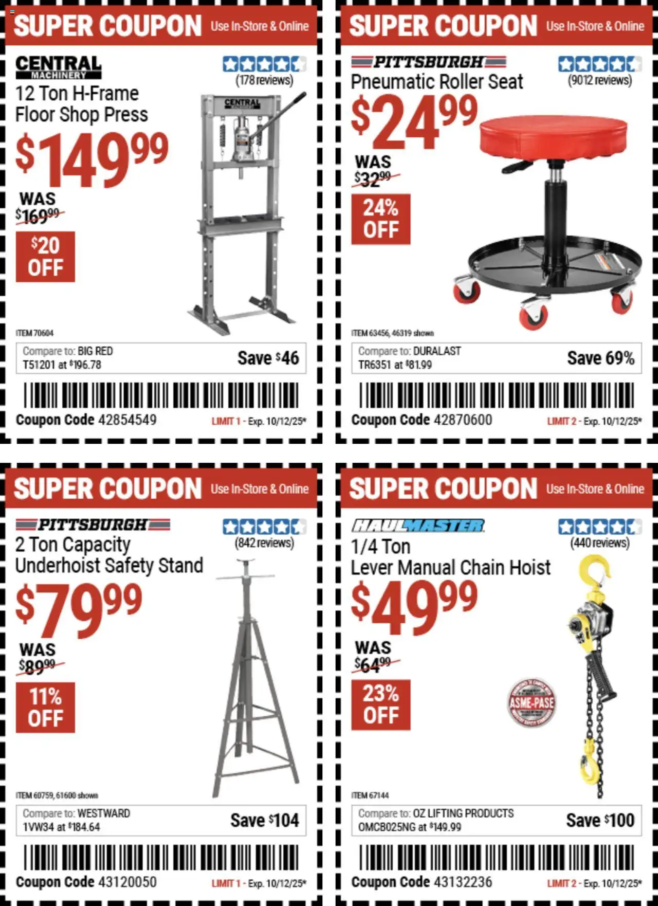 Harbor Freight Coupon Deals - valid from 29.09.2025 | Page: 8 | Products: Press, Pneumatic