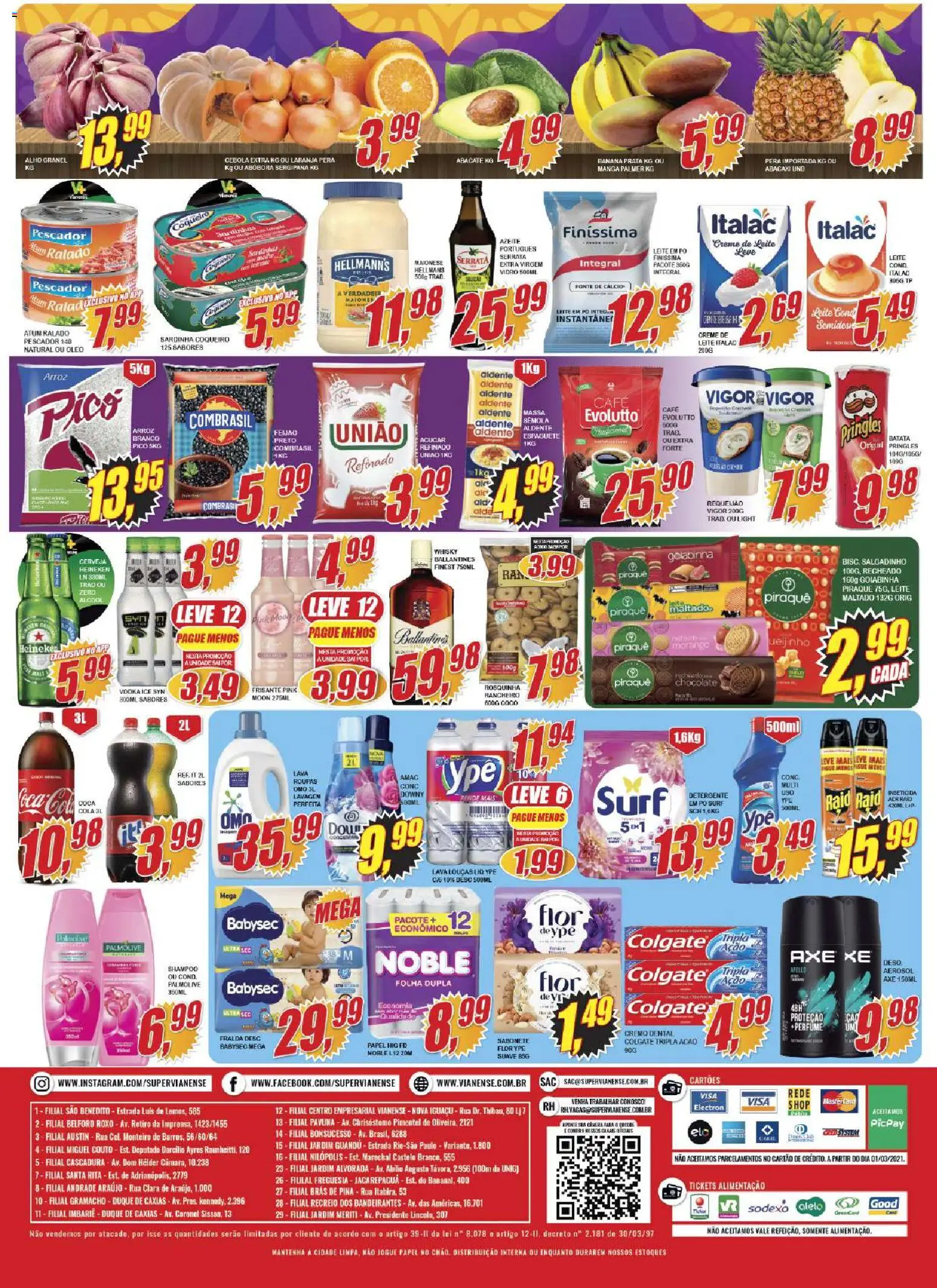 Vianense Folheto - válido de 01.04.2026 | Página: 2 | Produtos: Pera, Alho, Pó, Creme de leite
