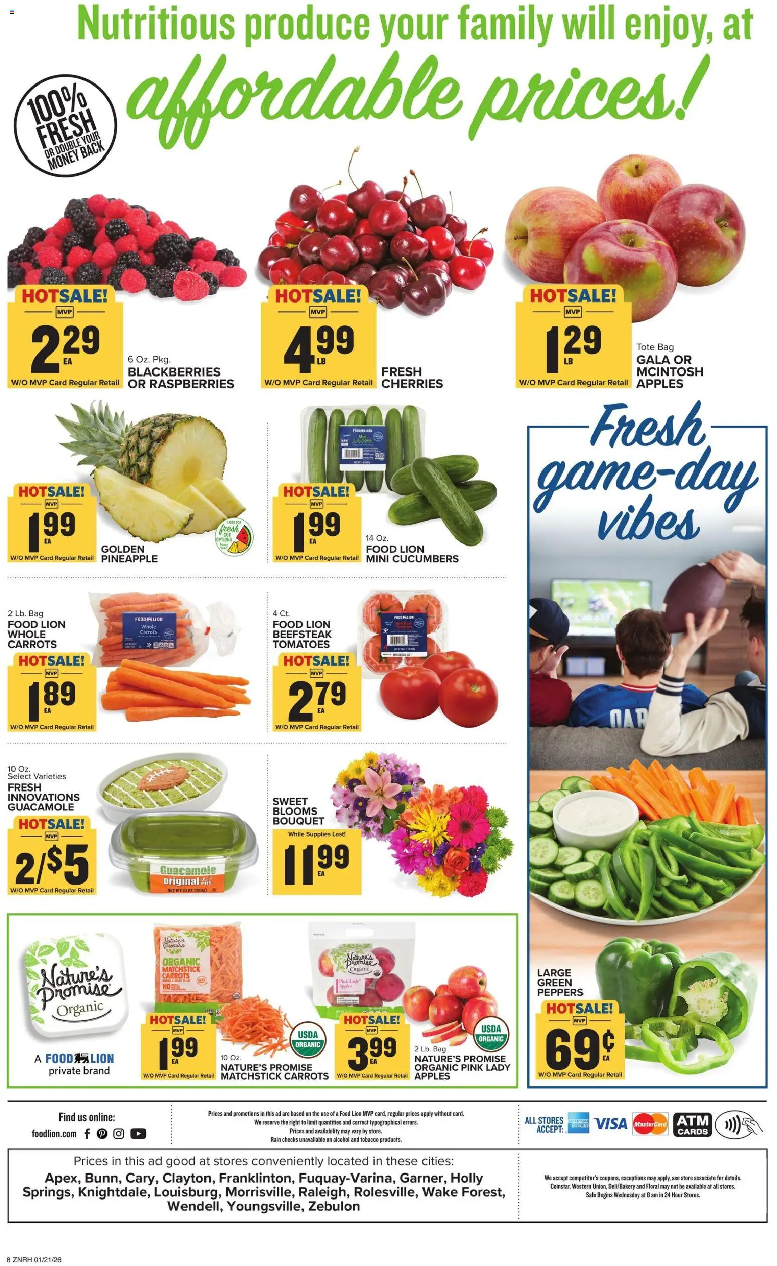 Food Lion Weekly Ad - valid from 21.01.2026 | Page: 13 | Products: Cherries, Peppers, Pineapple, Cucumbers
