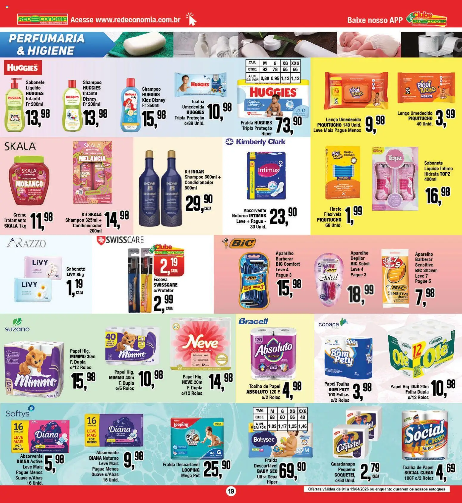 RedEconomia Folheto - válido de 01.04.2026 | Página: 19 | Produtos: Condicionador, Creme, Lenço umedecido, Absorvente