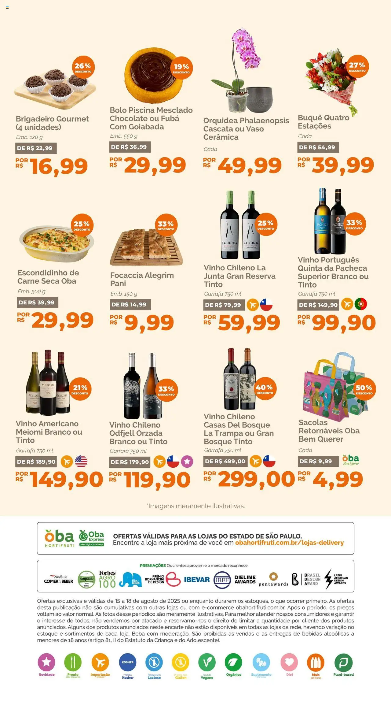 Oba Hortifruti Folheto - válido de 15.08.2025 | Página: 6 | Produtos: Fubá, Chocolate, Bolo, Piscina
