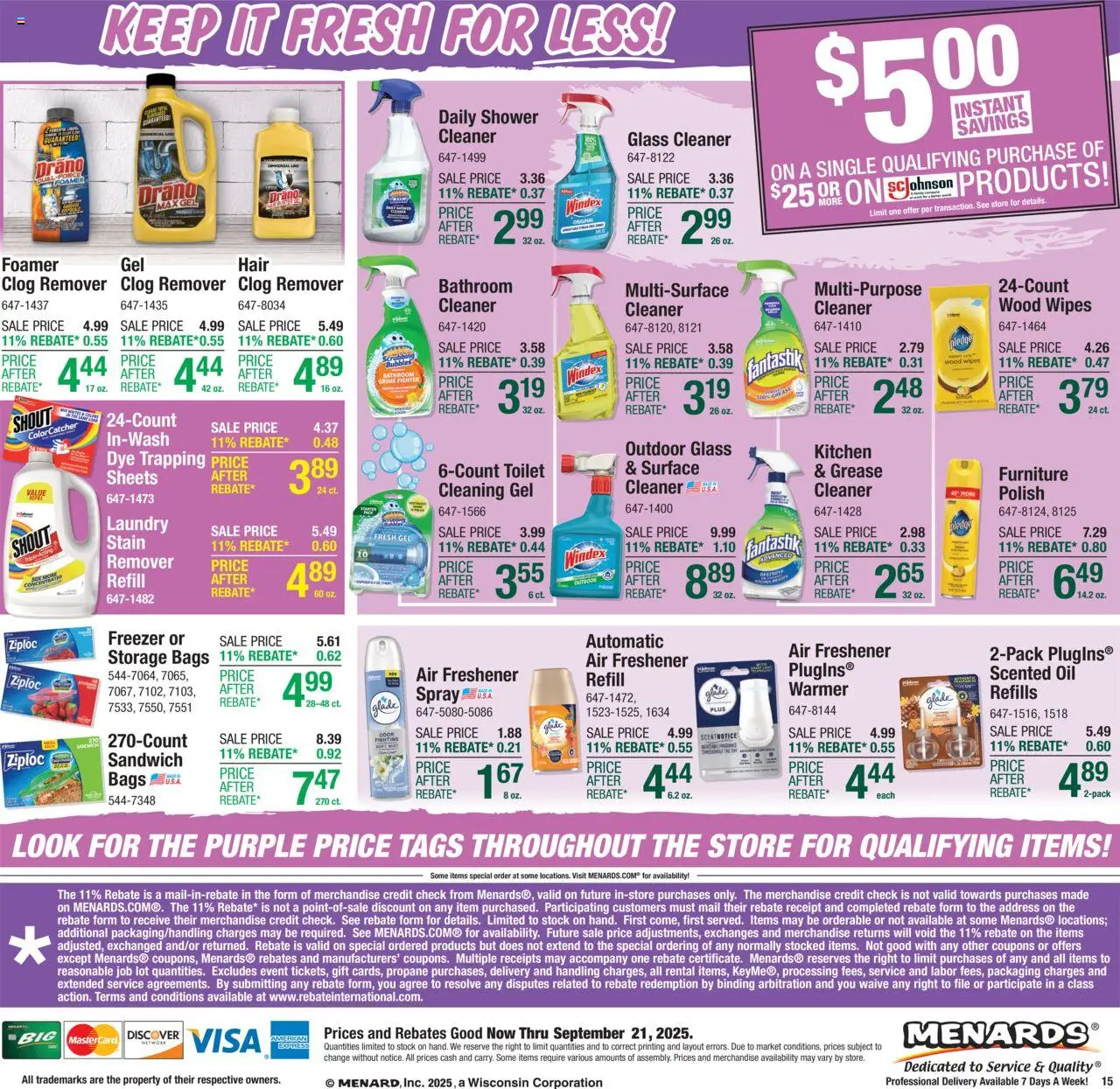 Menards - Weekly Ad - valid from 10.09.2025 | Page: 24 | Products: Shower, Oil, Lemon, Freezer