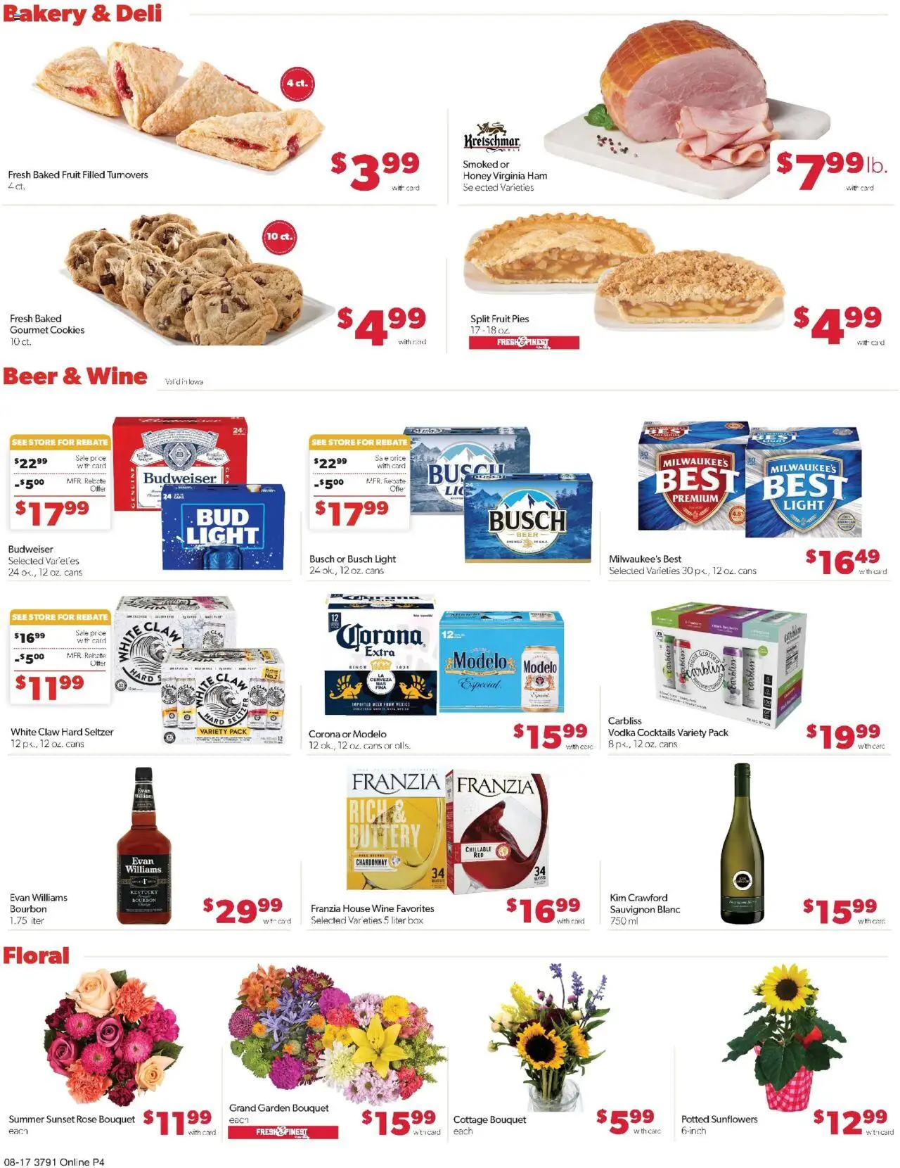 Family Fare Weekly Ad - IA - valid from 17.08.2025 | Page: 10 | Products: Bakery, Ham, Wine, Beer