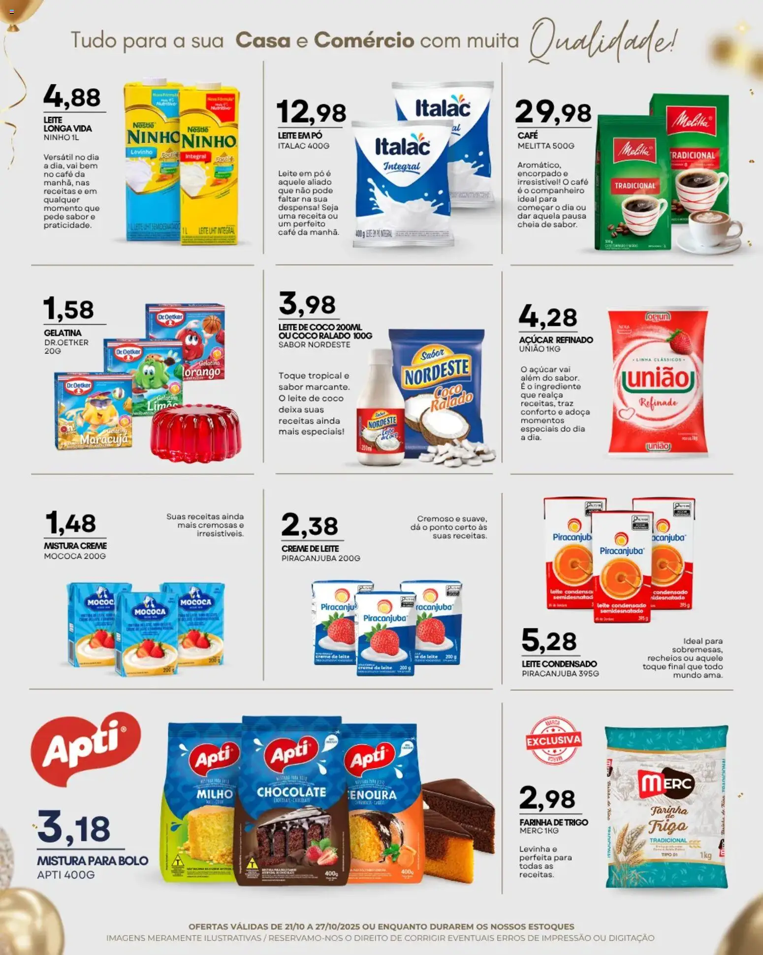 Mercadão Atacadista Folheto - válido de 21.10.2025 | Página: 8 | Produtos: Leite, Café, Bolo, Leite de coco