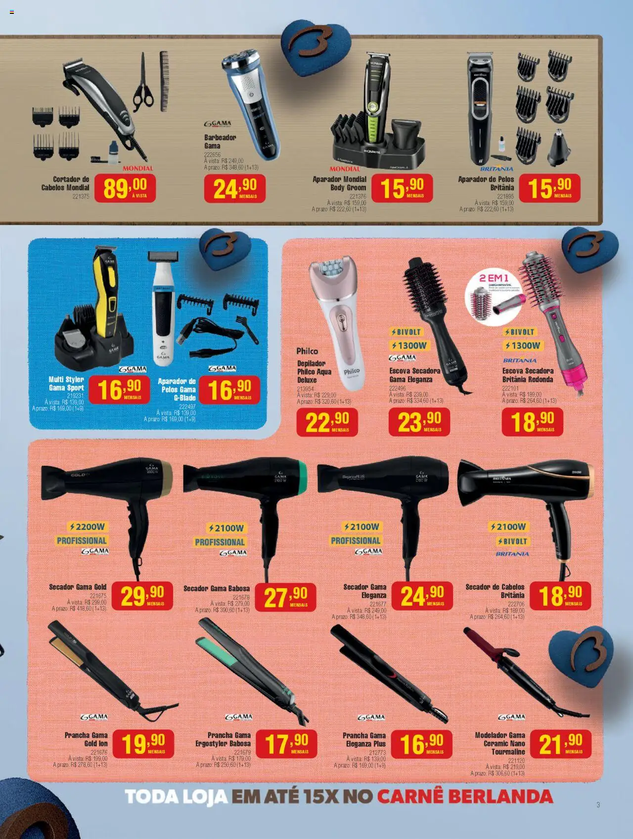 Berlanda Folheto - válido de 28.07.2025 | Página: 3 | Produtos: Secador, Barbeador, Aparador de pelos, Cortador