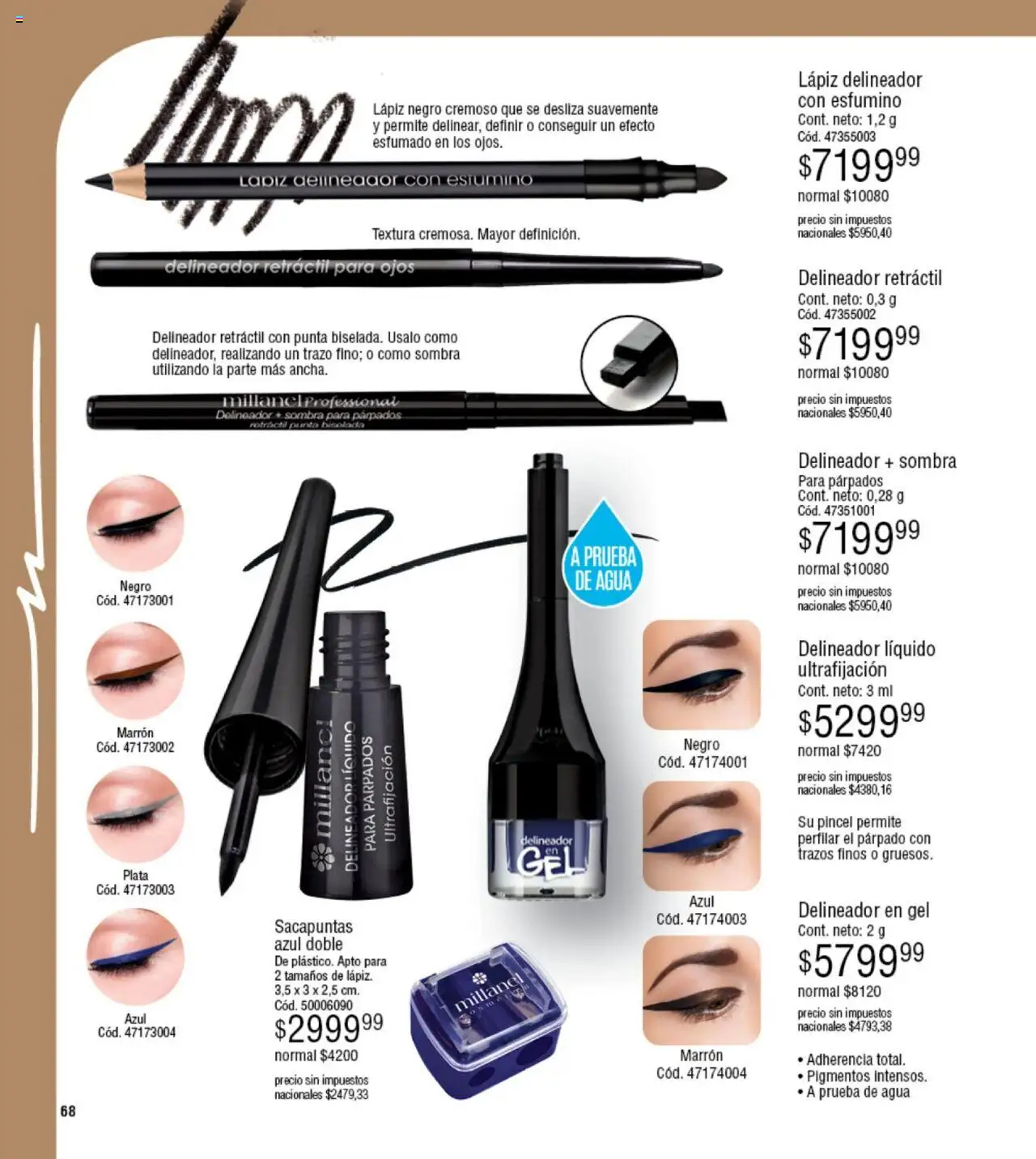 Millanel - Catálogo │ válido desde el 20.10.2025 | Página: 68 | Productos: Sacapuntas, Pincel, Sombra, Agua