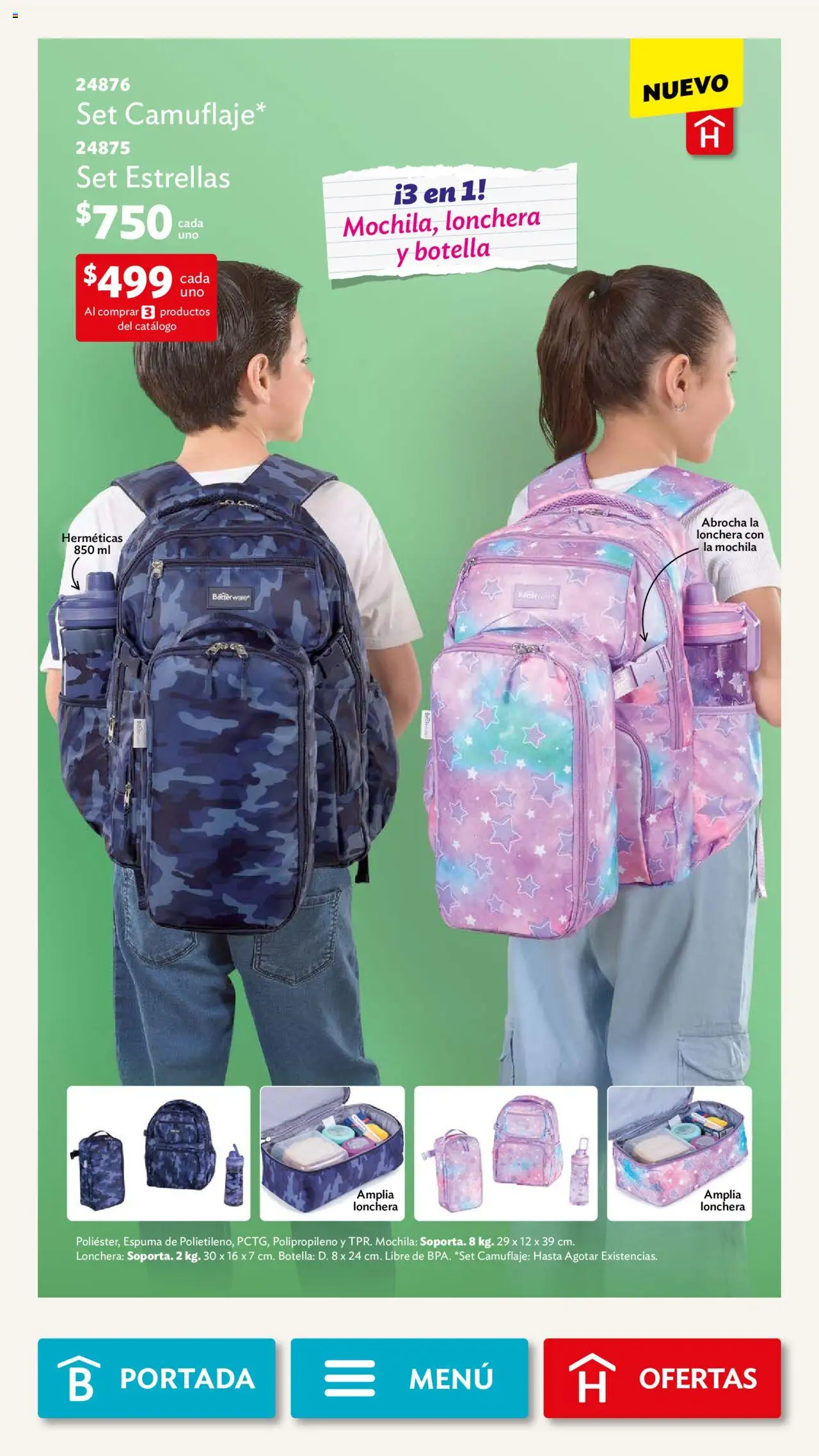 Nuevas ofertas de Betterware válidas en toda la República Mexicana desde el 01.09.2025. ¡Encuentra las mejores ofertas en Betterware - Campaña 9 2025! | Página: 118 | Productos: Mochila, Espuma, Botella