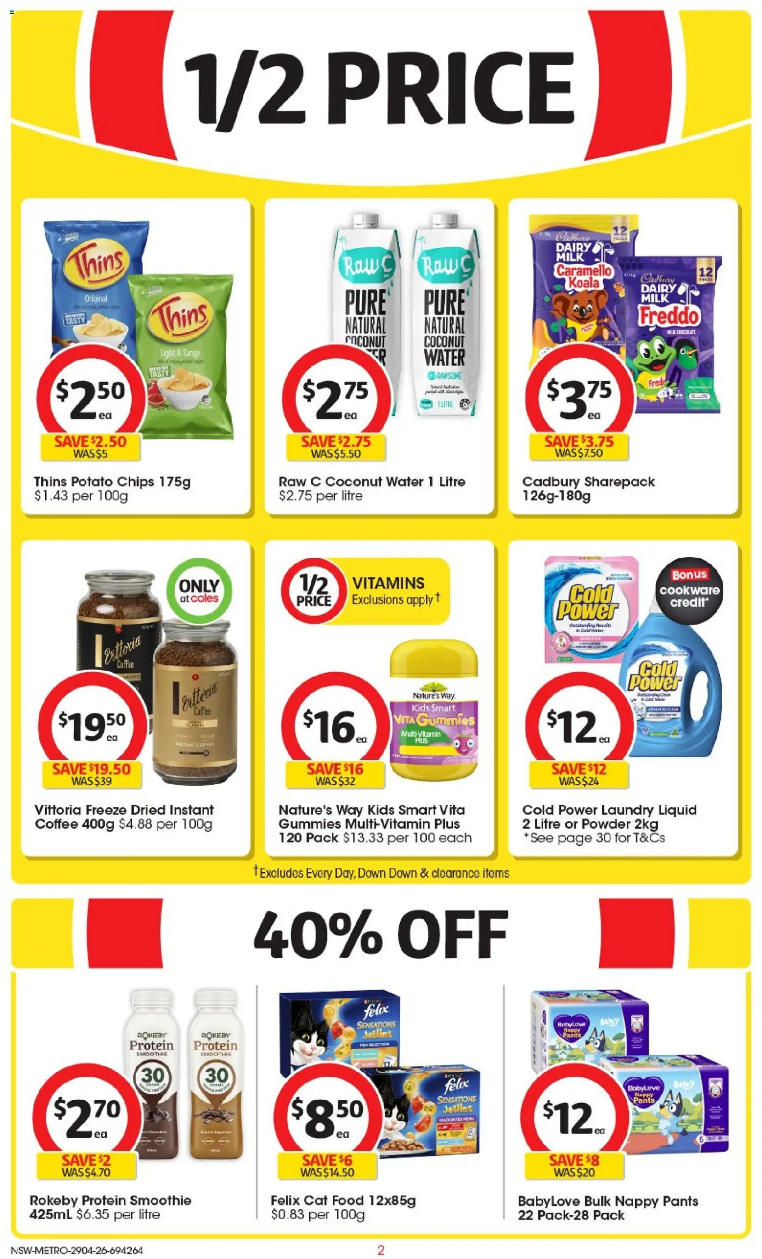 Coles catalogue - valid from 29.04.2026 | Page: 2 | Products: Milk, Chips, Pants, Laundry
